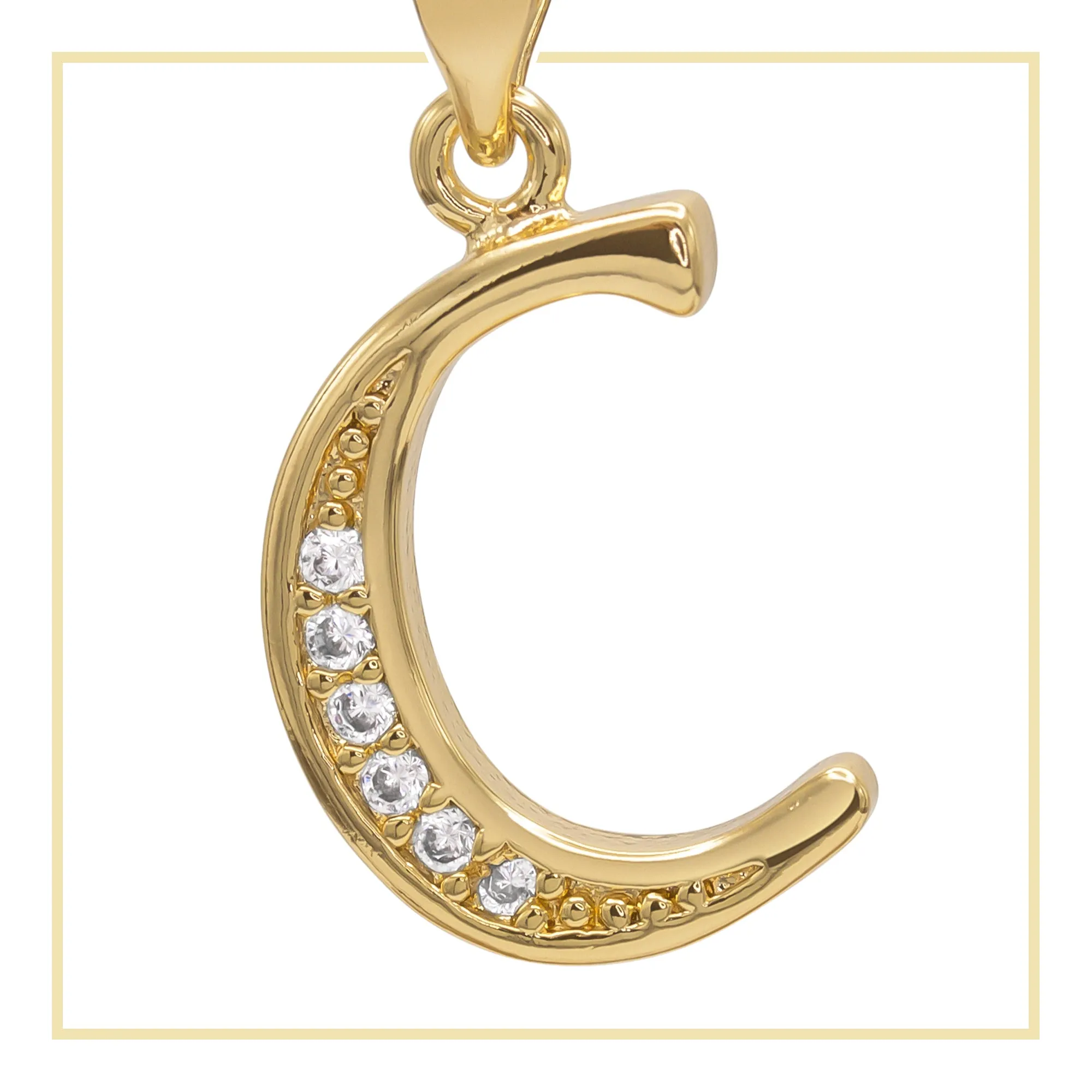 A-Z Initial Letter Cubic Zirconia Pendant 14K Gold Filled Charm Women Jewelry