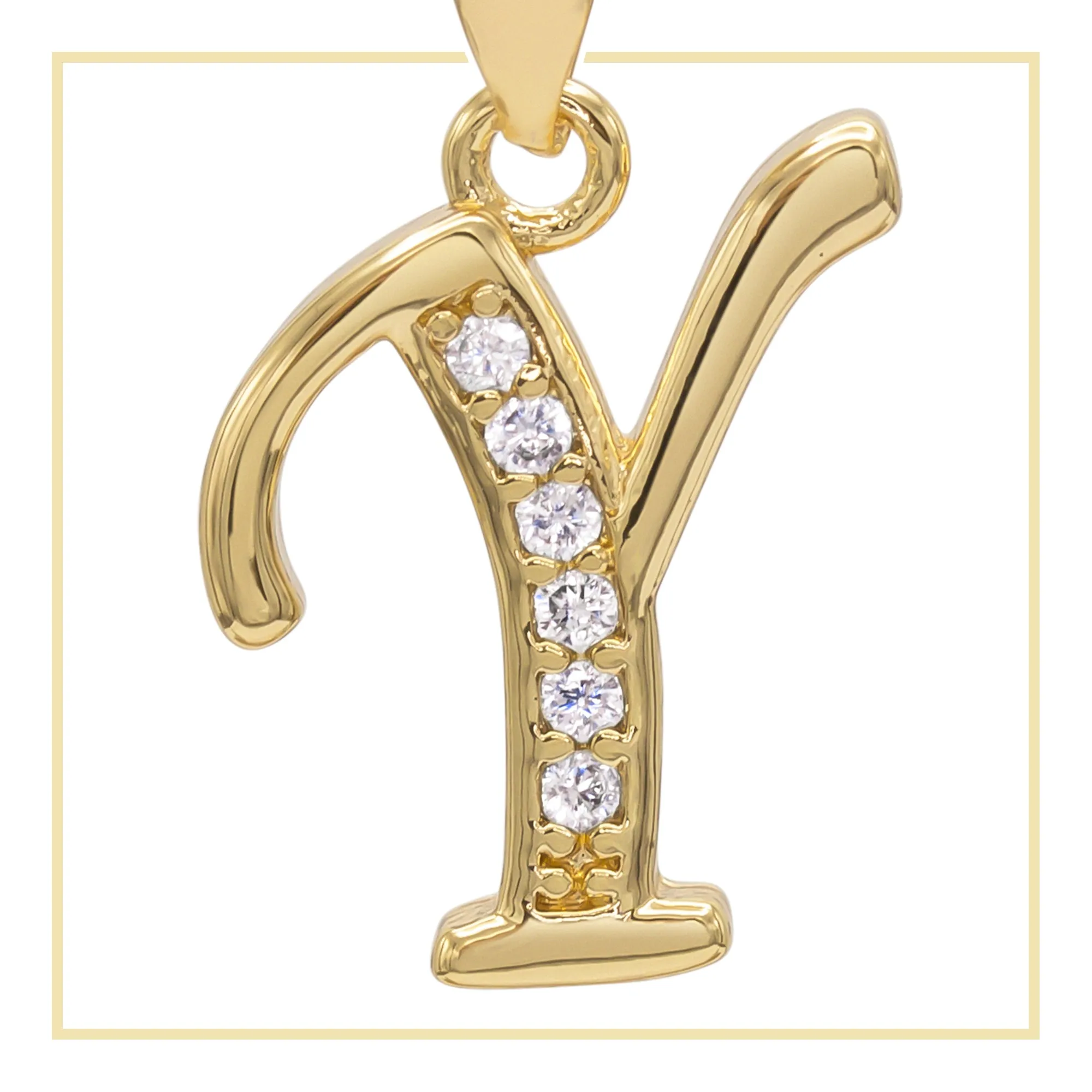 A-Z Initial Letter Cubic Zirconia Pendant 14K Gold Filled Charm Women Jewelry