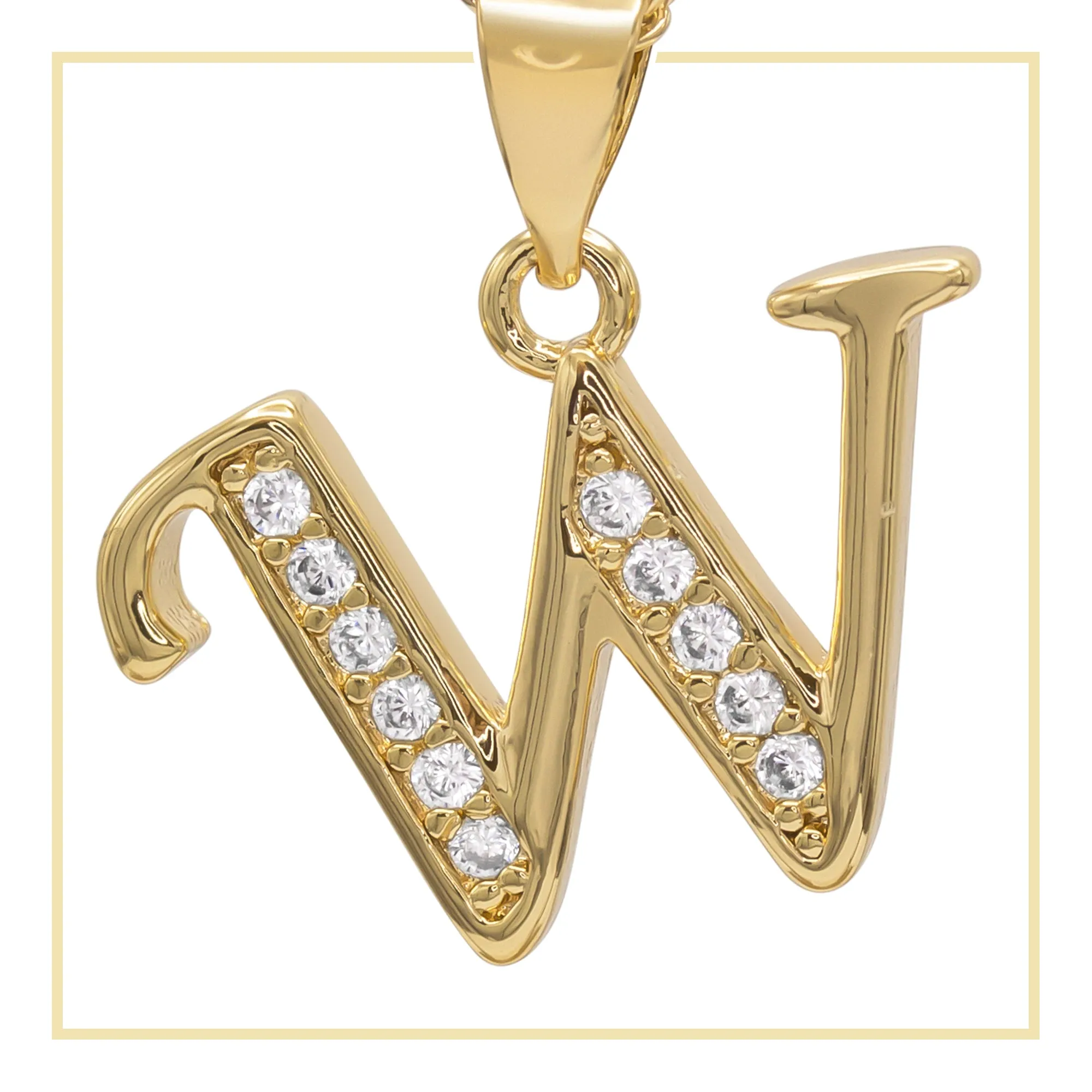 A-Z Initial Letter Cubic Zirconia Pendant 14K Gold Filled Charm Women Jewelry