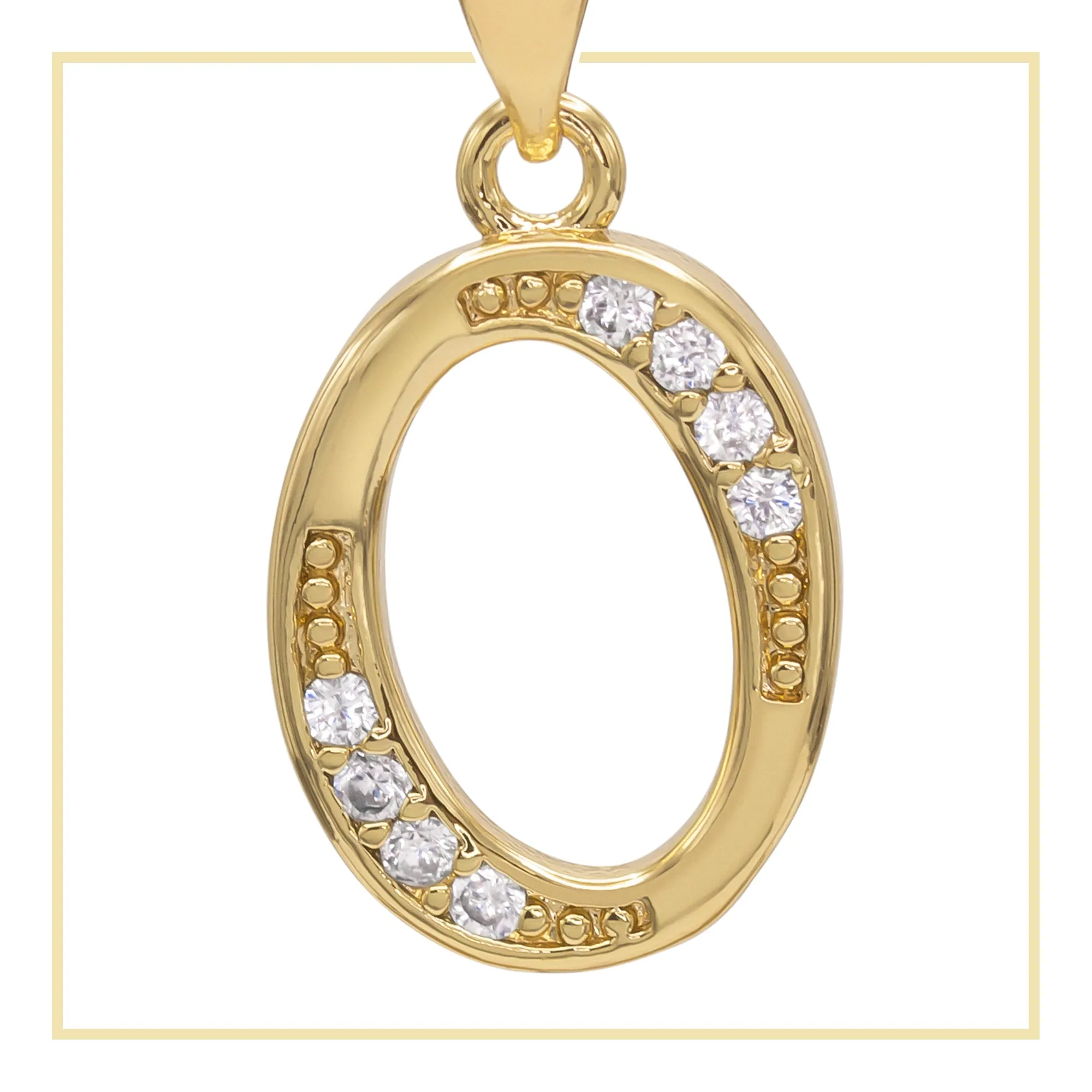 A-Z Initial Letter Cubic Zirconia Pendant 14K Gold Filled Charm Women Jewelry