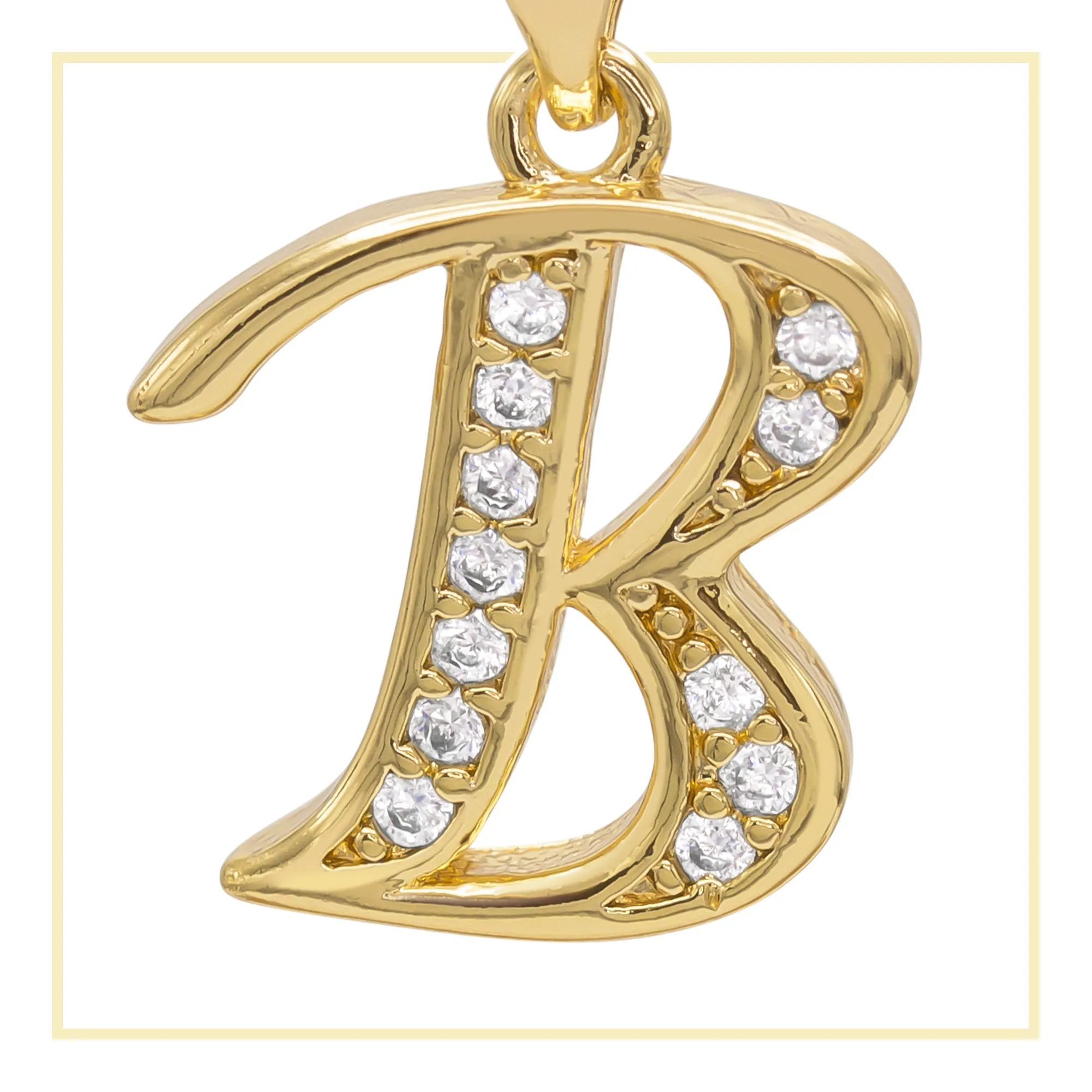 A-Z Initial Letter Cubic Zirconia Pendant 14K Gold Filled Charm Women Jewelry
