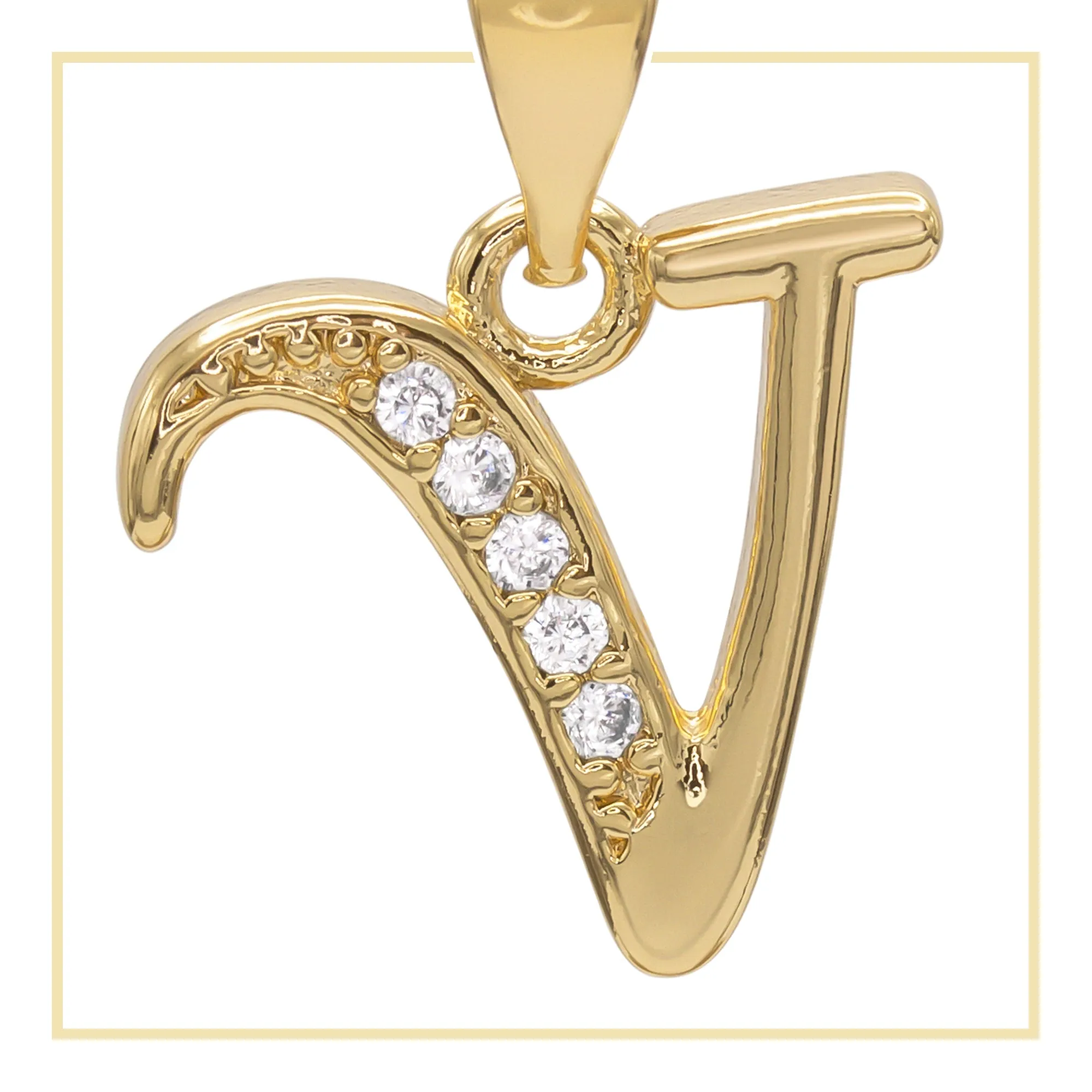 A-Z Initial Letter Cubic Zirconia Pendant 14K Gold Filled Charm Women Jewelry