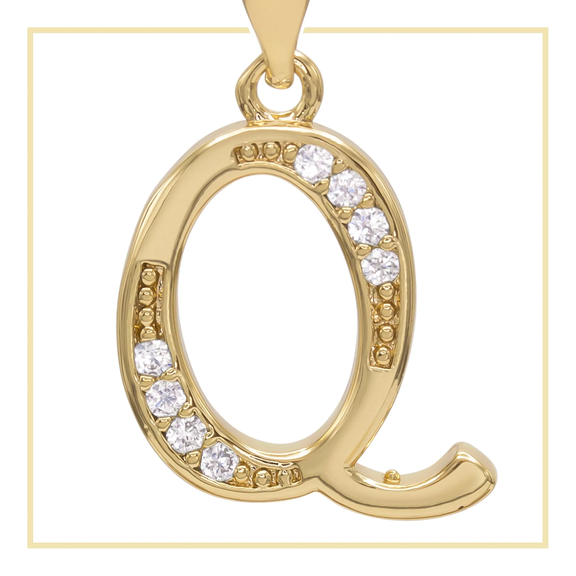 A-Z Initial Letter Cubic Zirconia Pendant 14K Gold Filled Charm Women Jewelry