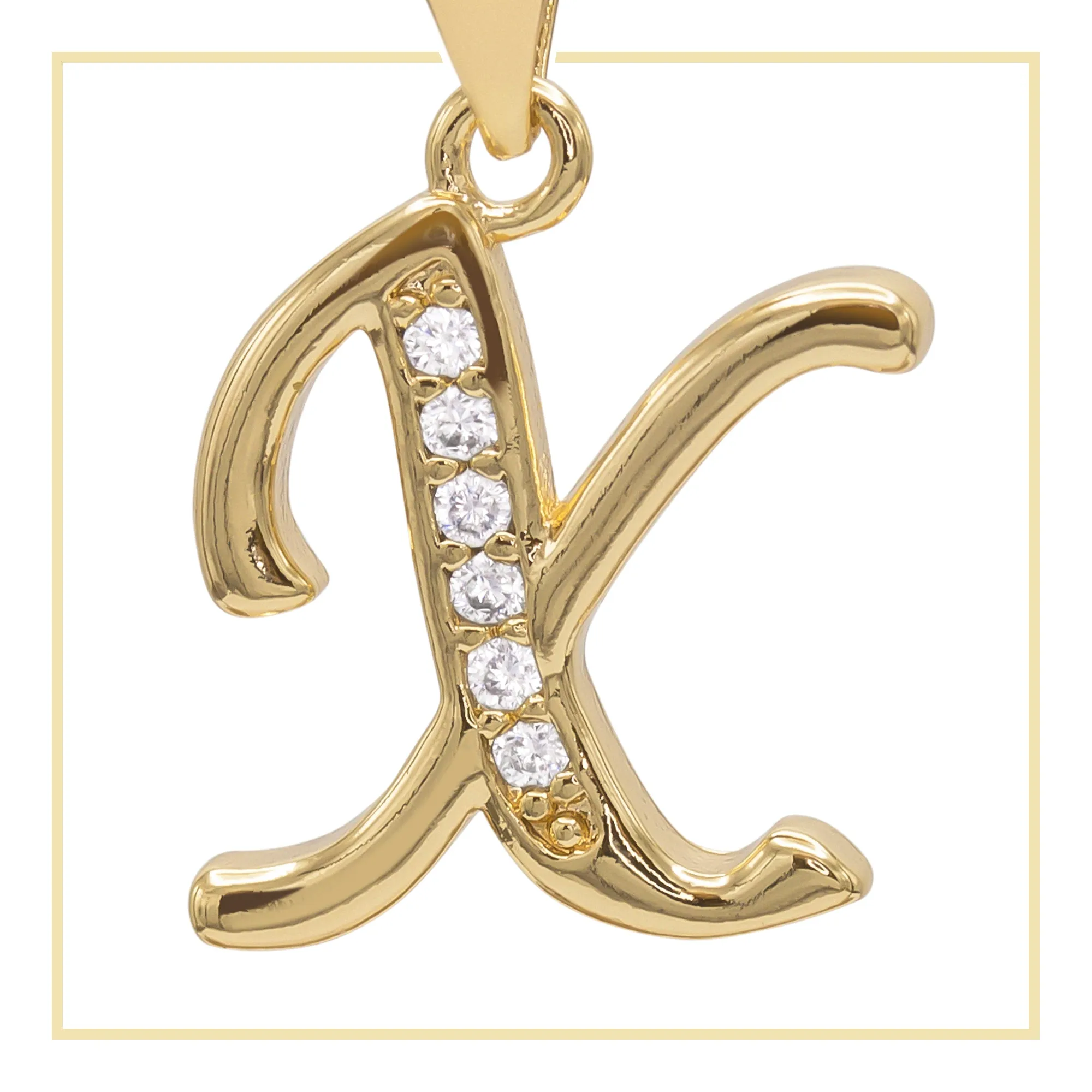 A-Z Initial Letter Cubic Zirconia Pendant 14K Gold Filled Charm Women Jewelry
