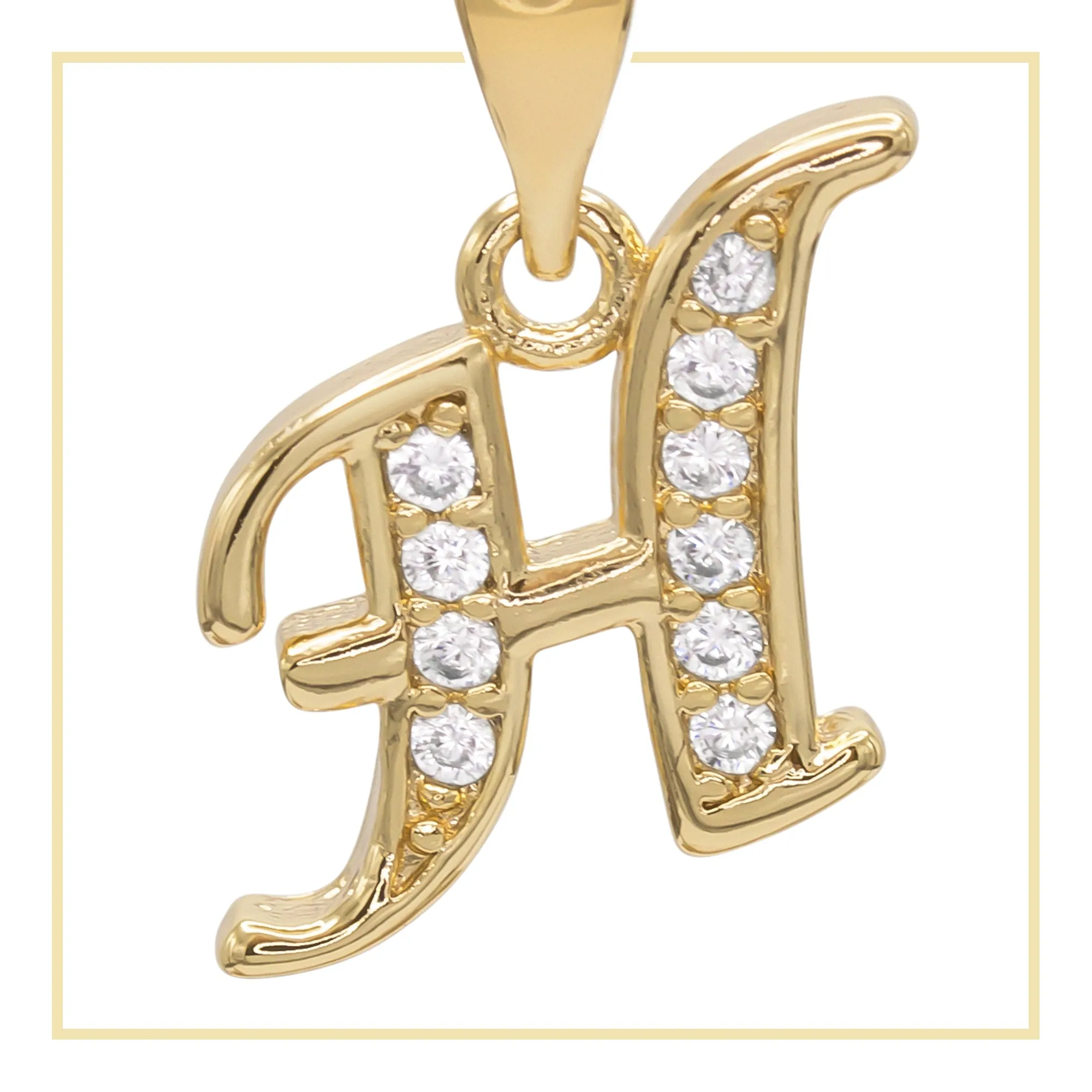 A-Z Initial Letter Cubic Zirconia Pendant 14K Gold Filled Charm Women Jewelry
