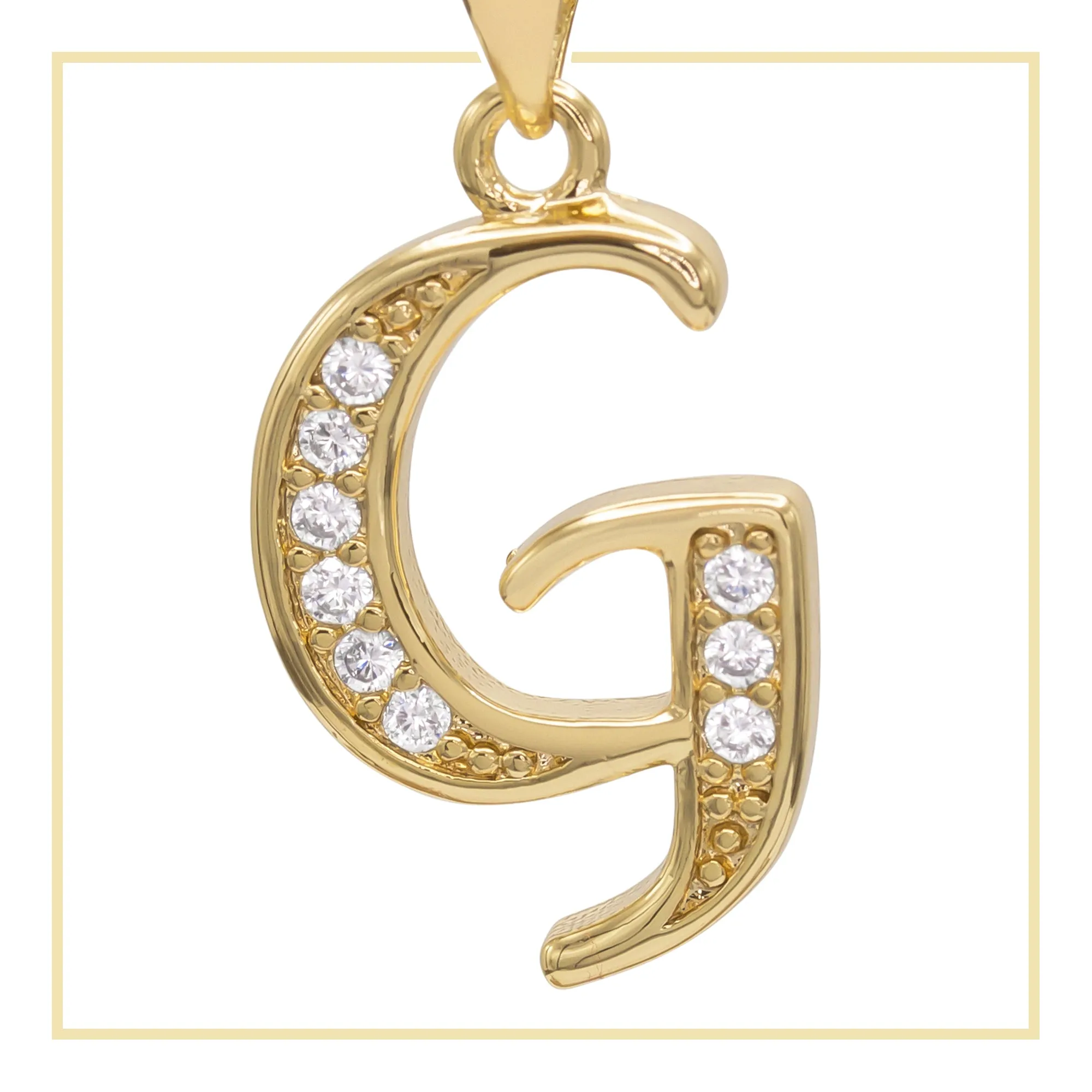 A-Z Initial Letter Cubic Zirconia Pendant 14K Gold Filled Charm Women Jewelry