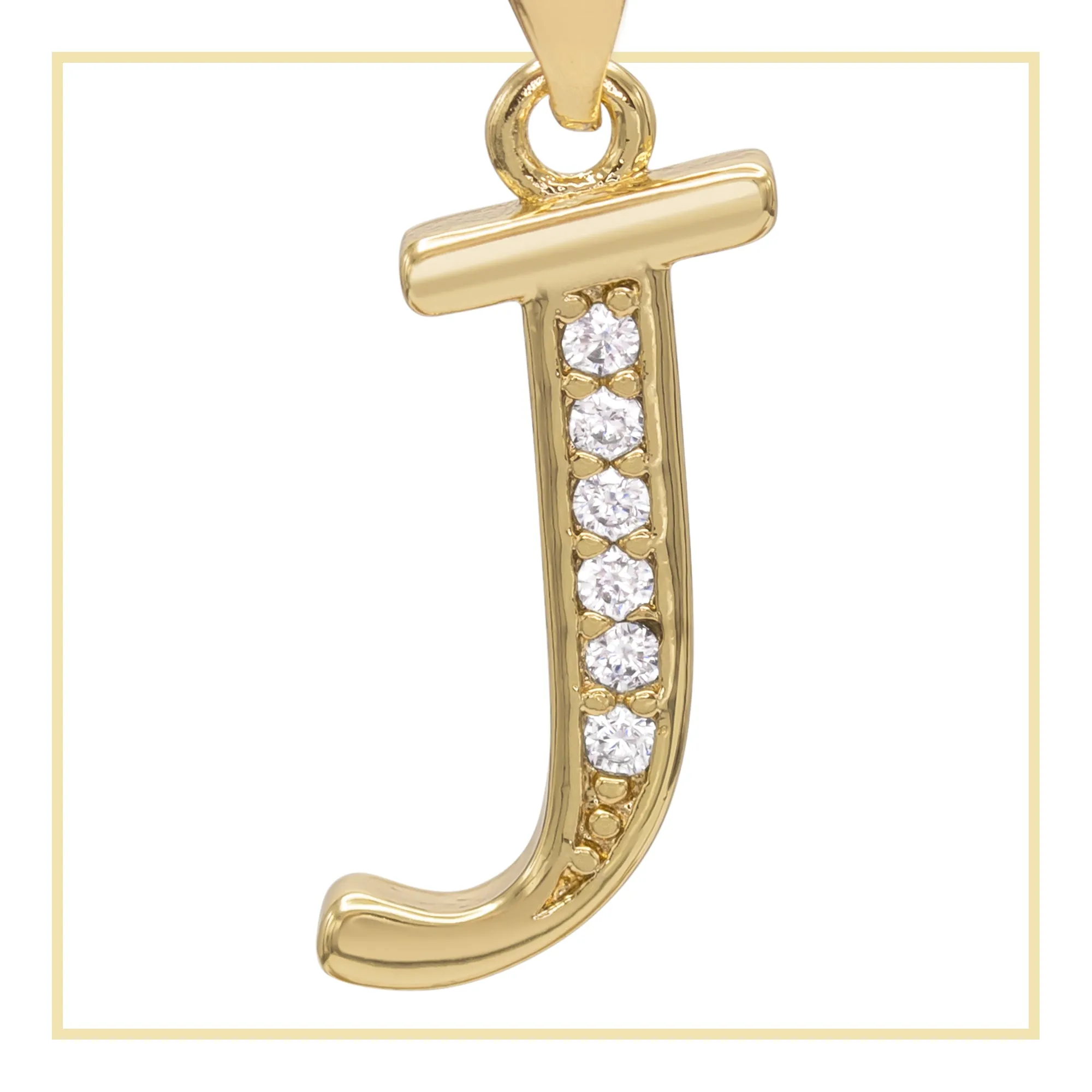 A-Z Initial Letter Cubic Zirconia Pendant 14K Gold Filled Charm Women Jewelry