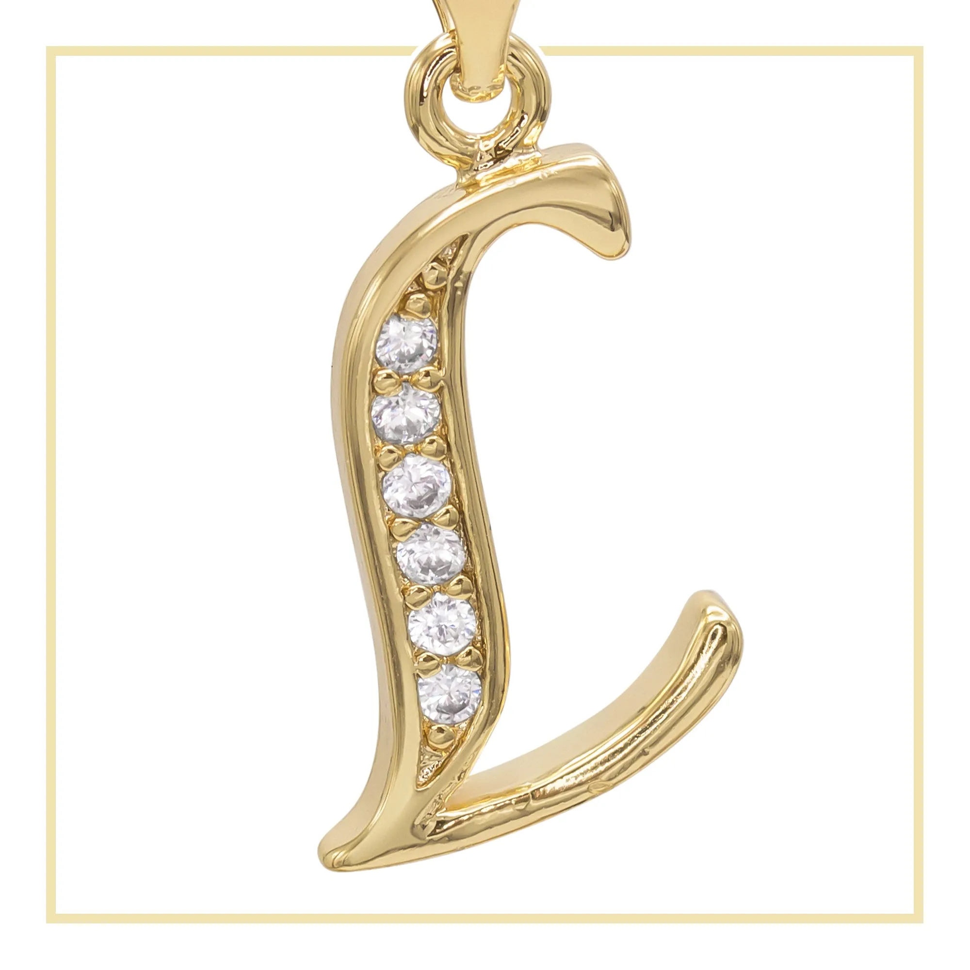A-Z Initial Letter Cubic Zirconia Pendant 14K Gold Filled Charm Women Jewelry