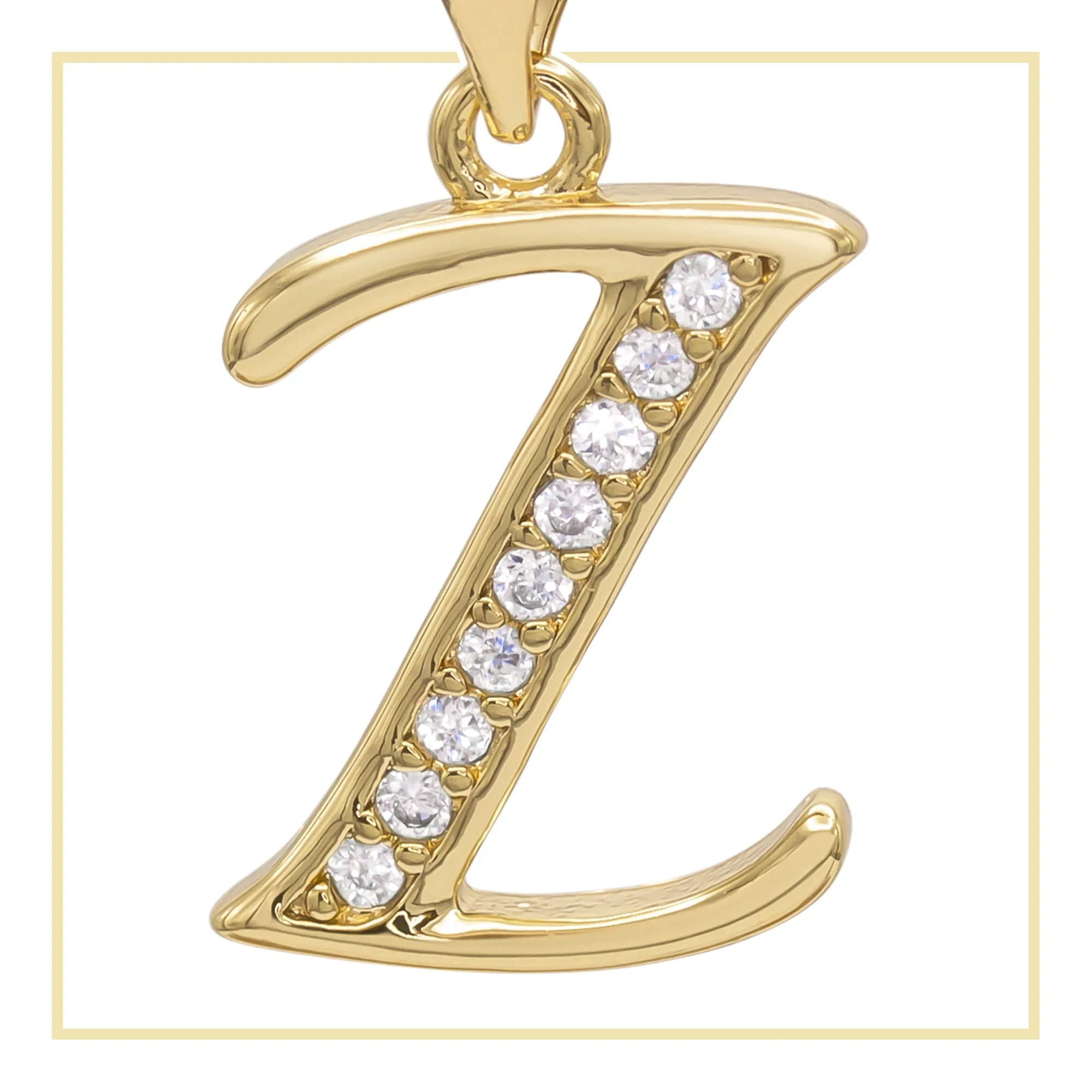 A-Z Initial Letter Cubic Zirconia Pendant 14K Gold Filled Charm Women Jewelry