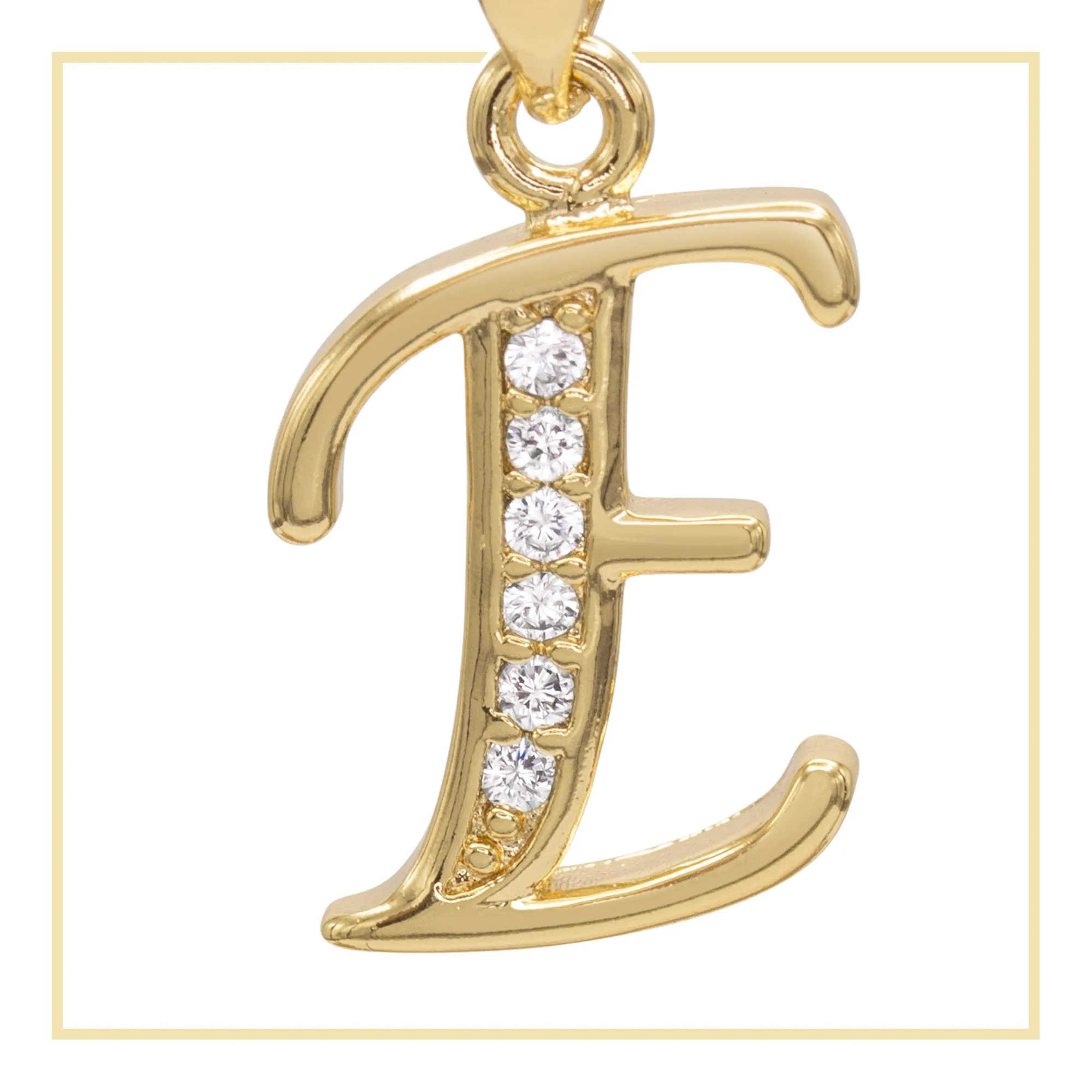 A-Z Initial Letter Cubic Zirconia Pendant 14K Gold Filled Charm Women Jewelry