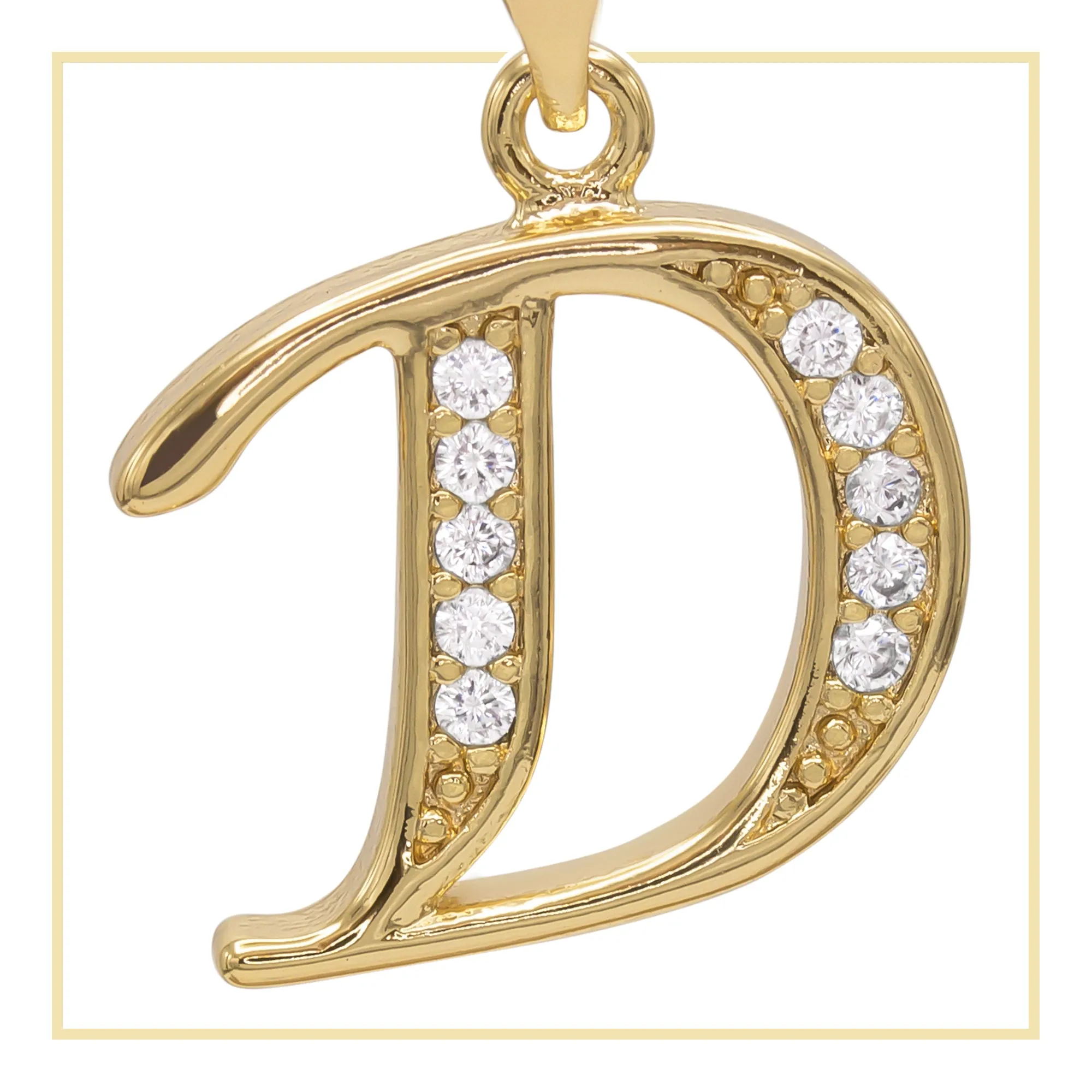 A-Z Initial Letter Cubic Zirconia Pendant 14K Gold Filled Charm Women Jewelry