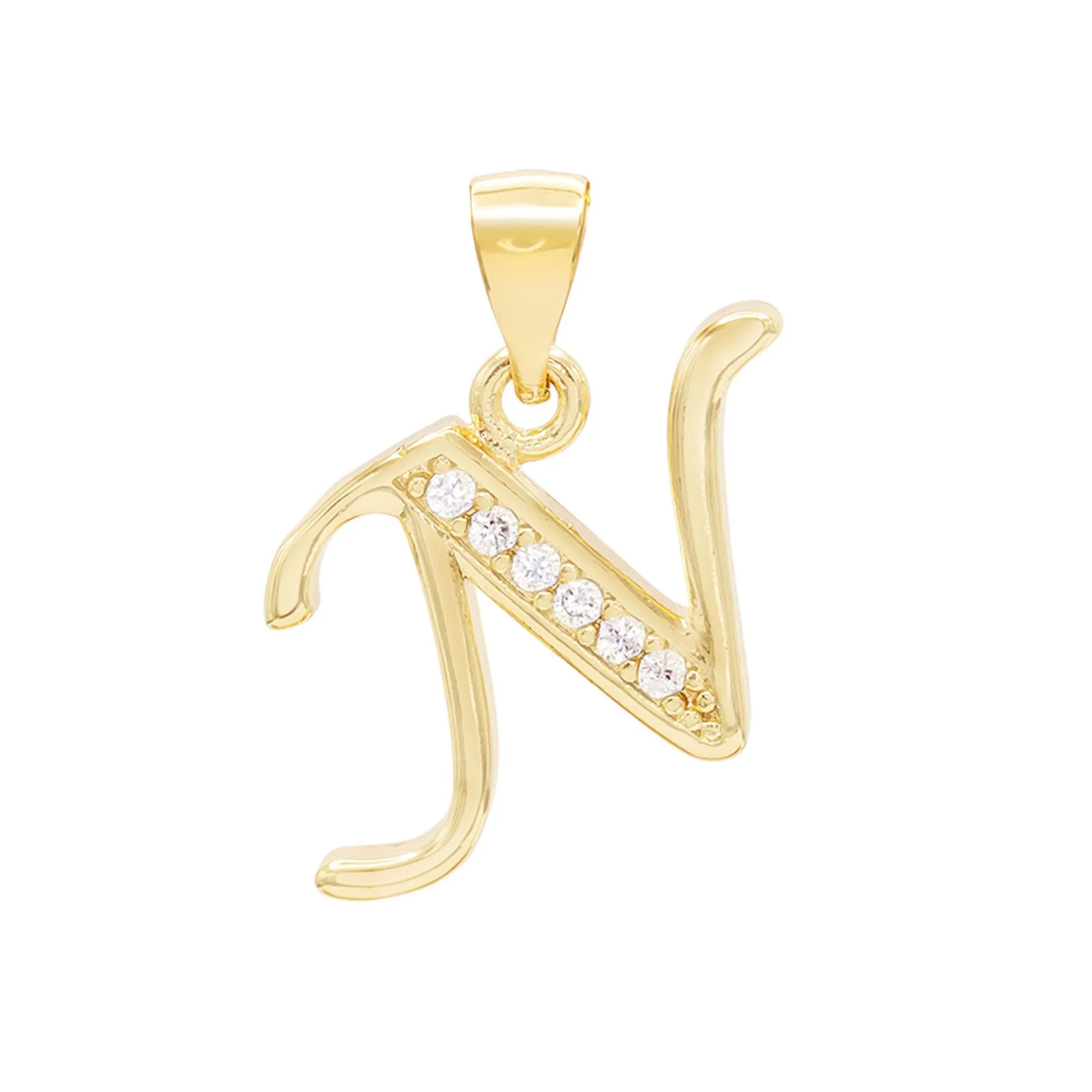 A-Z Initial Letter Pendant 14K Gold Filled Cubic Zirconia Figaro Chain Anklet 10" Set 2.4 mm  Women Jewelry