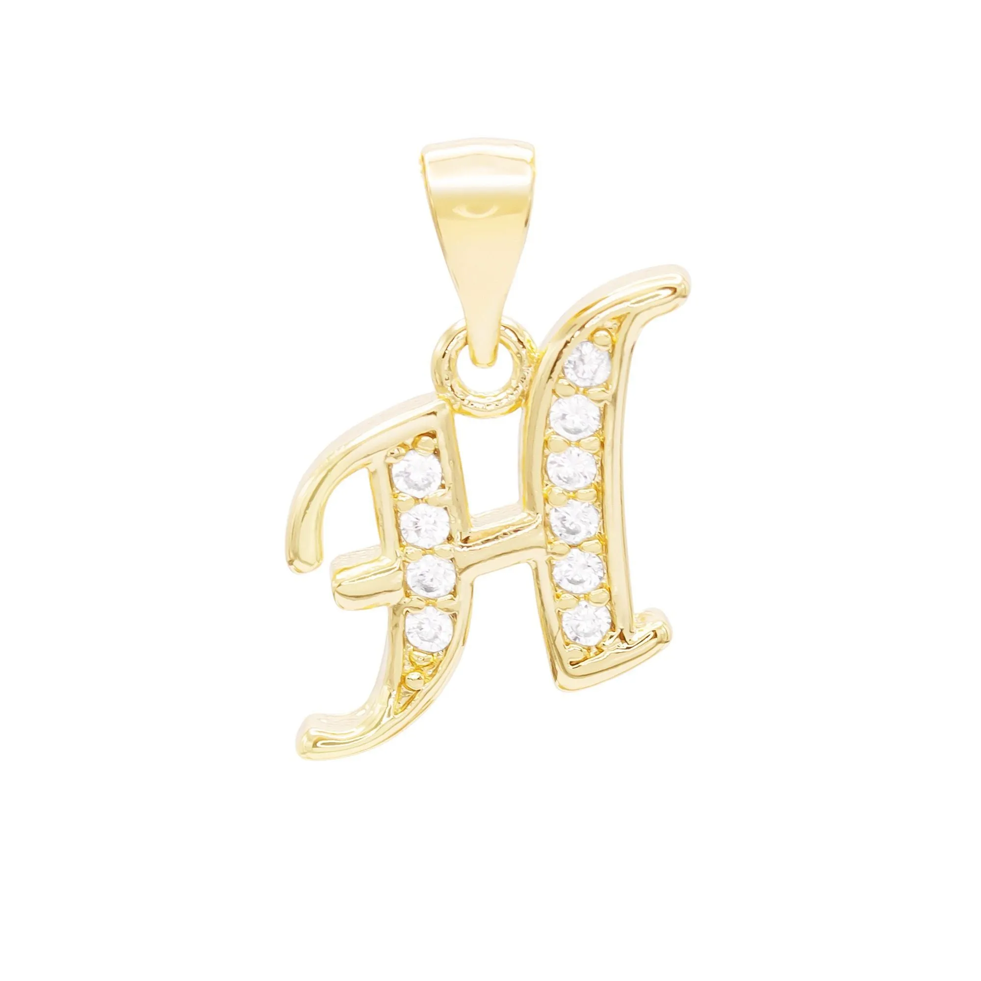A-Z Initial Letter Pendant 14K Gold Filled Cubic Zirconia Figaro Chain Anklet 10" Set 2.4 mm  Women Jewelry