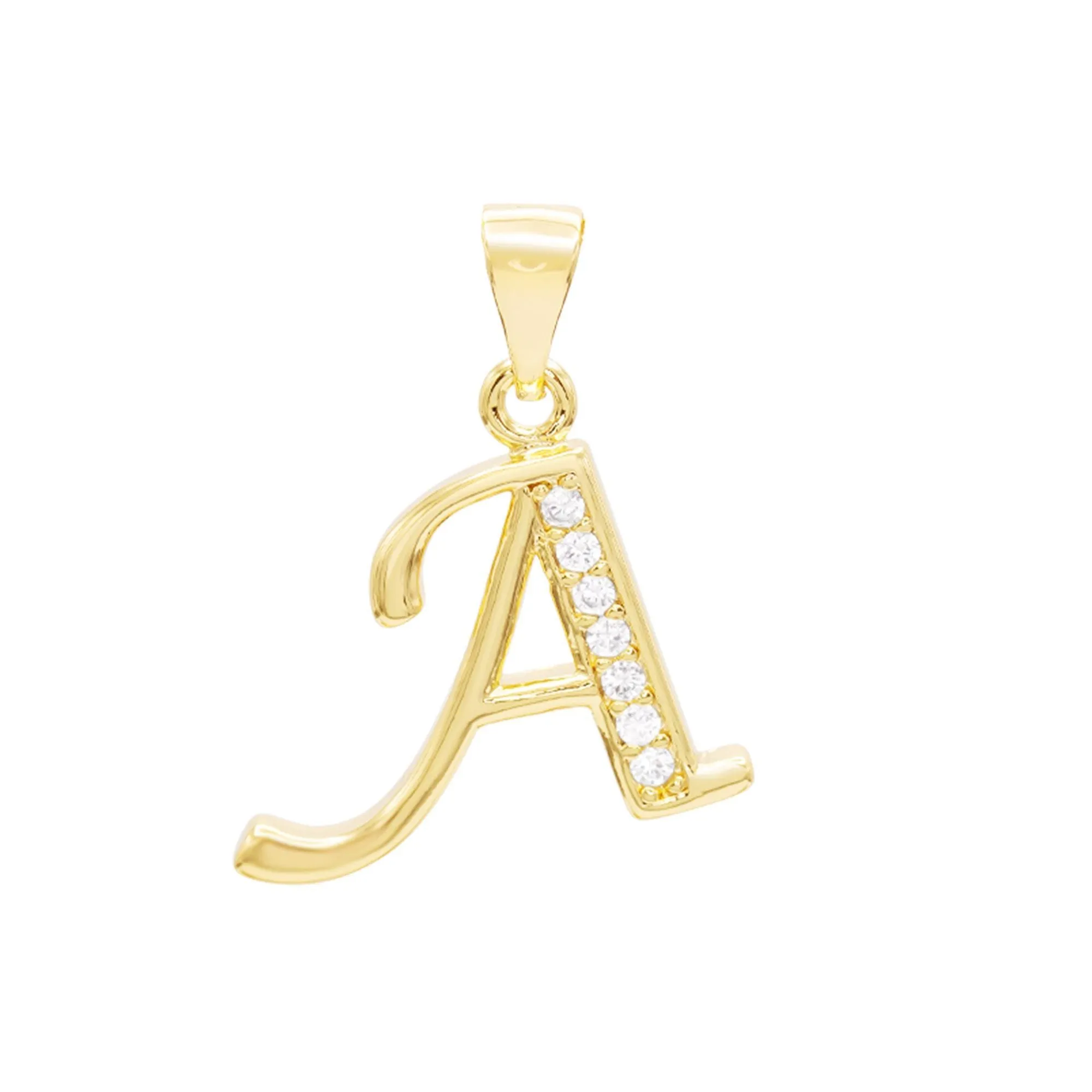 A-Z Initial Letter Pendant 14K Gold Filled Cubic Zirconia Figaro Chain Anklet 10" Set 2.4 mm  Women Jewelry