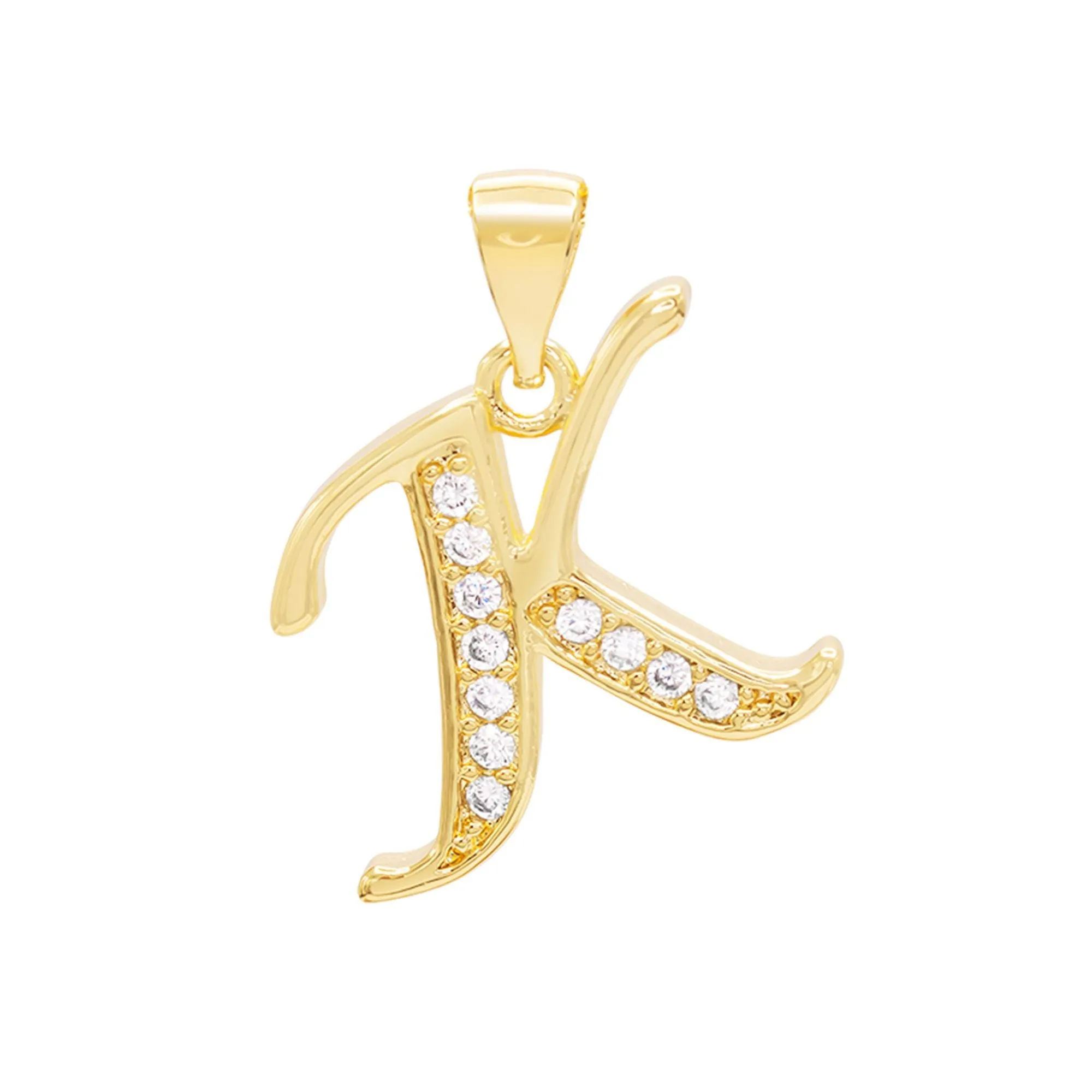 A-Z Initial Letter Pendant 14K Gold Filled Cubic Zirconia Figaro Chain Anklet 10" Set 2.4 mm  Women Jewelry