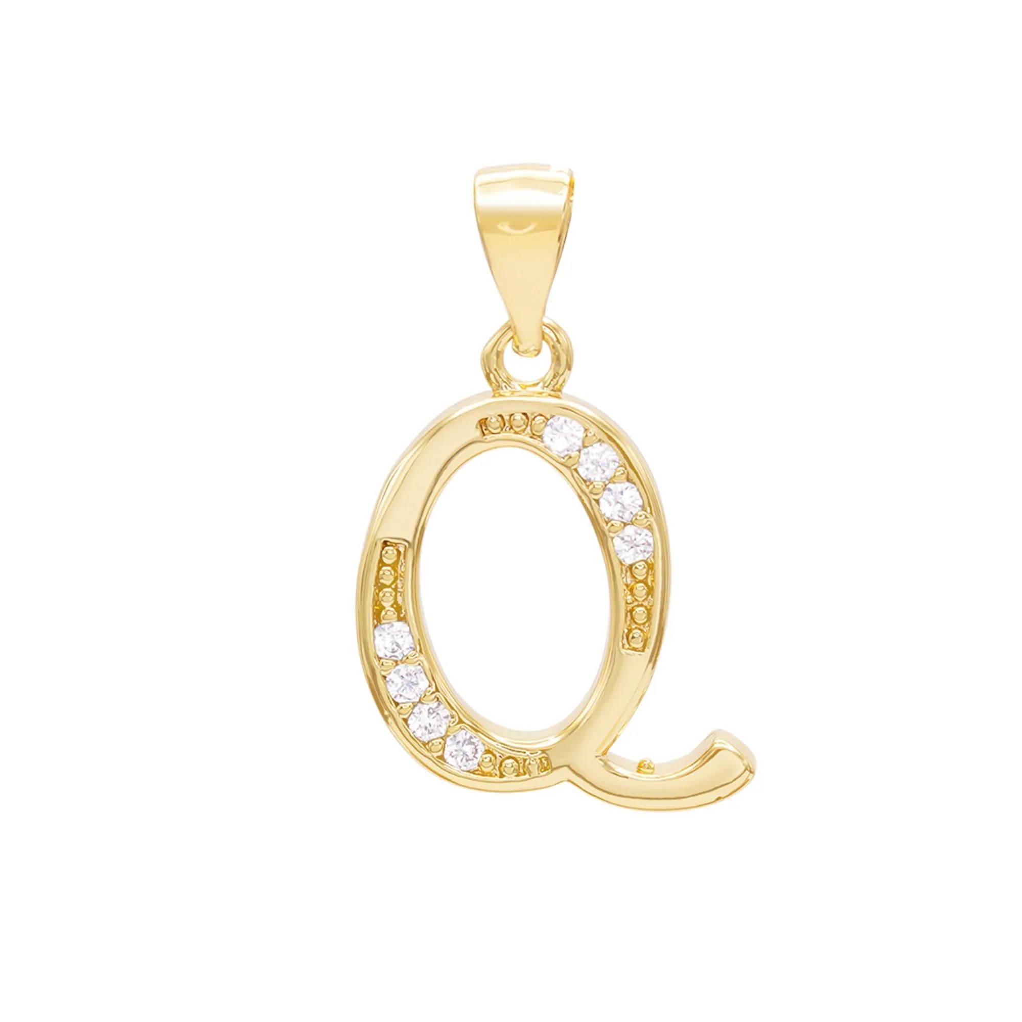A-Z Initial Letter Pendant 14K Gold Filled Cubic Zirconia Figaro Chain Anklet 10" Set 2.4 mm  Women Jewelry