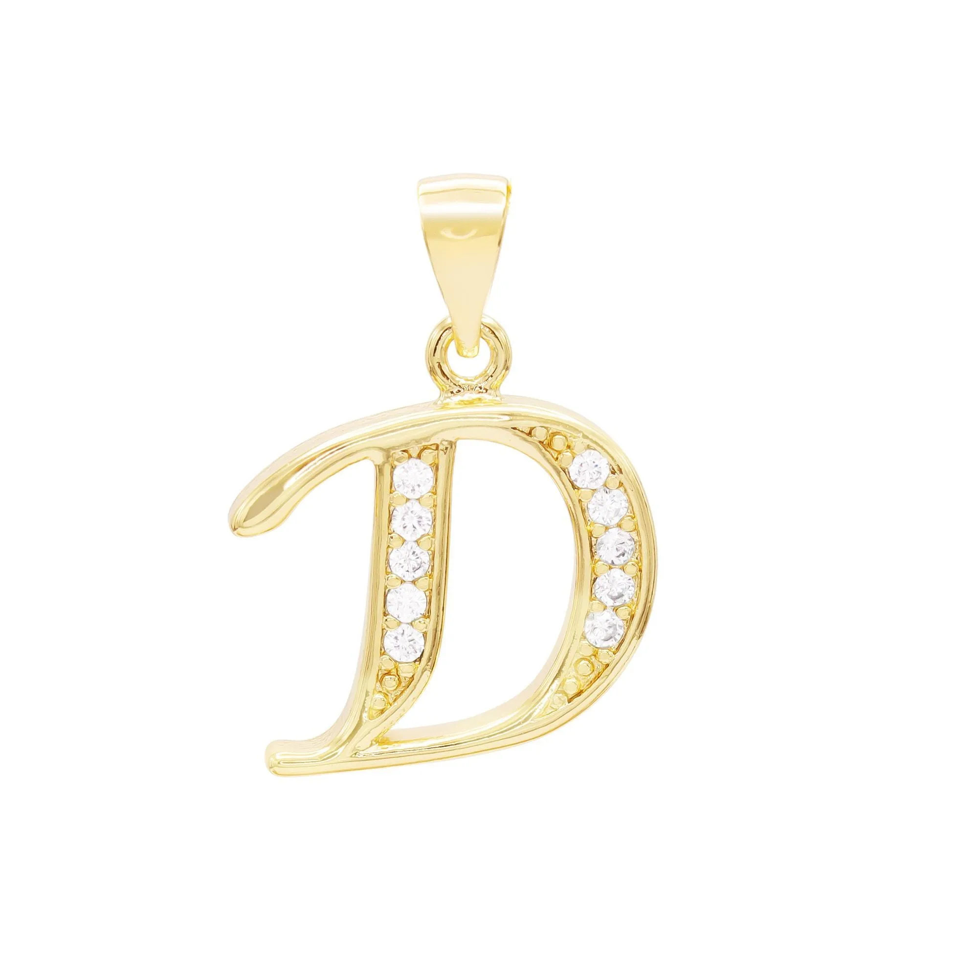 A-Z Initial Letter Pendant 14K Gold Filled Cubic Zirconia Figaro Chain Anklet 10" Set 2.4 mm  Women Jewelry