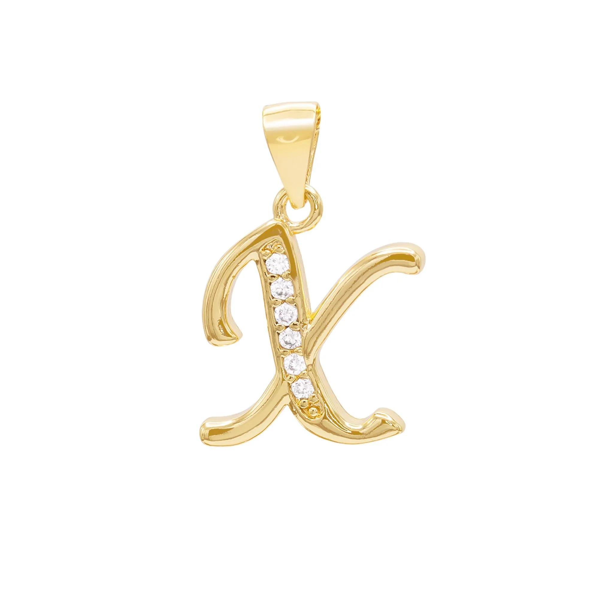 A-Z Initial Letter Pendant 14K Gold Filled Cubic Zirconia Figaro Chain Anklet 10" Set 2.4 mm  Women Jewelry