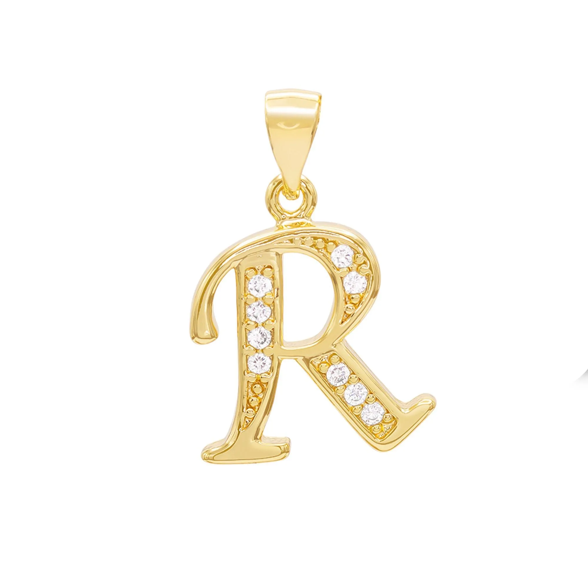 A-Z Initial Letter Pendant 14K Gold Filled Cubic Zirconia Figaro Chain Anklet 10" Set 2.4 mm  Women Jewelry