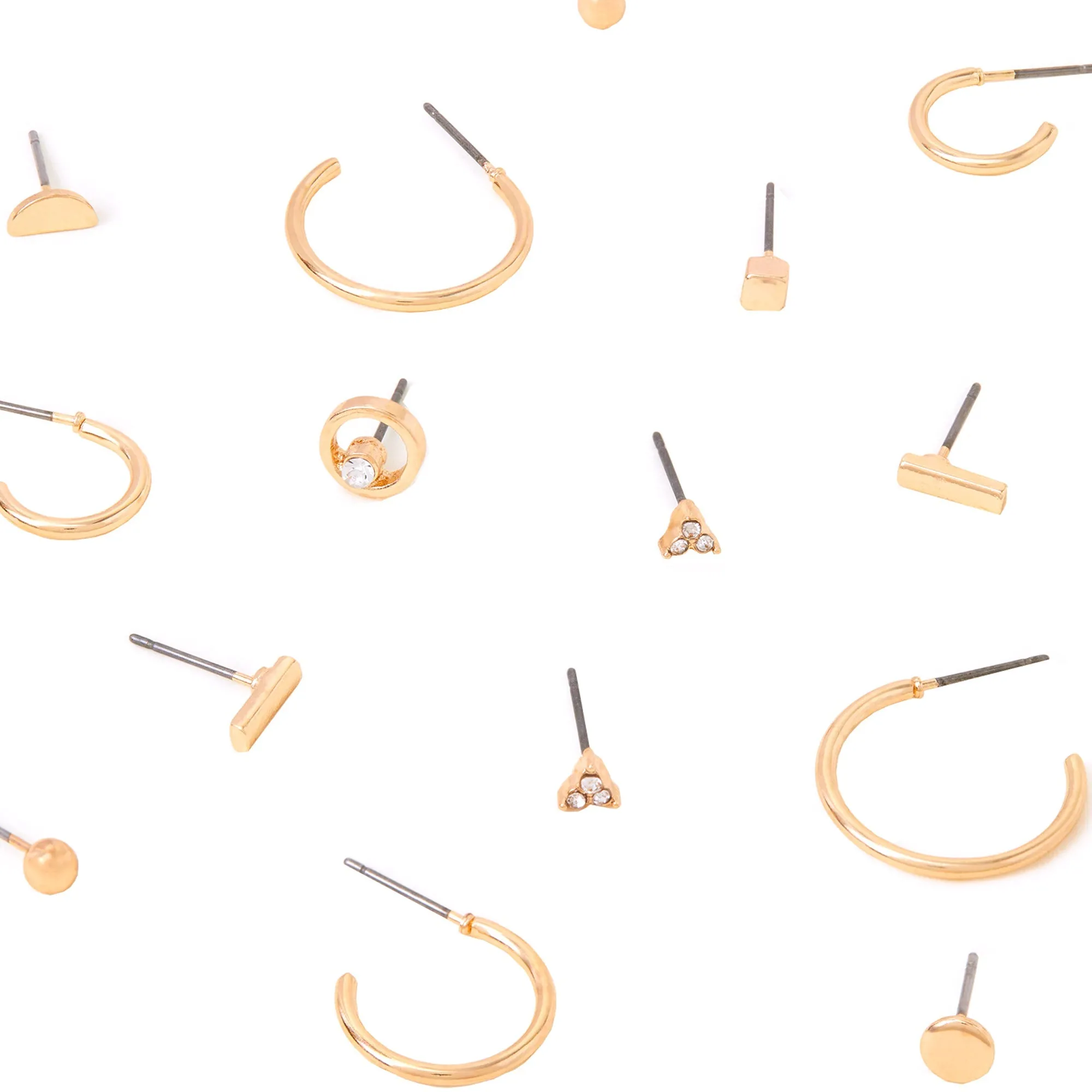 Accessorize London Women's Gold  Stud And Hoop Earrings Gold Pack of Ten