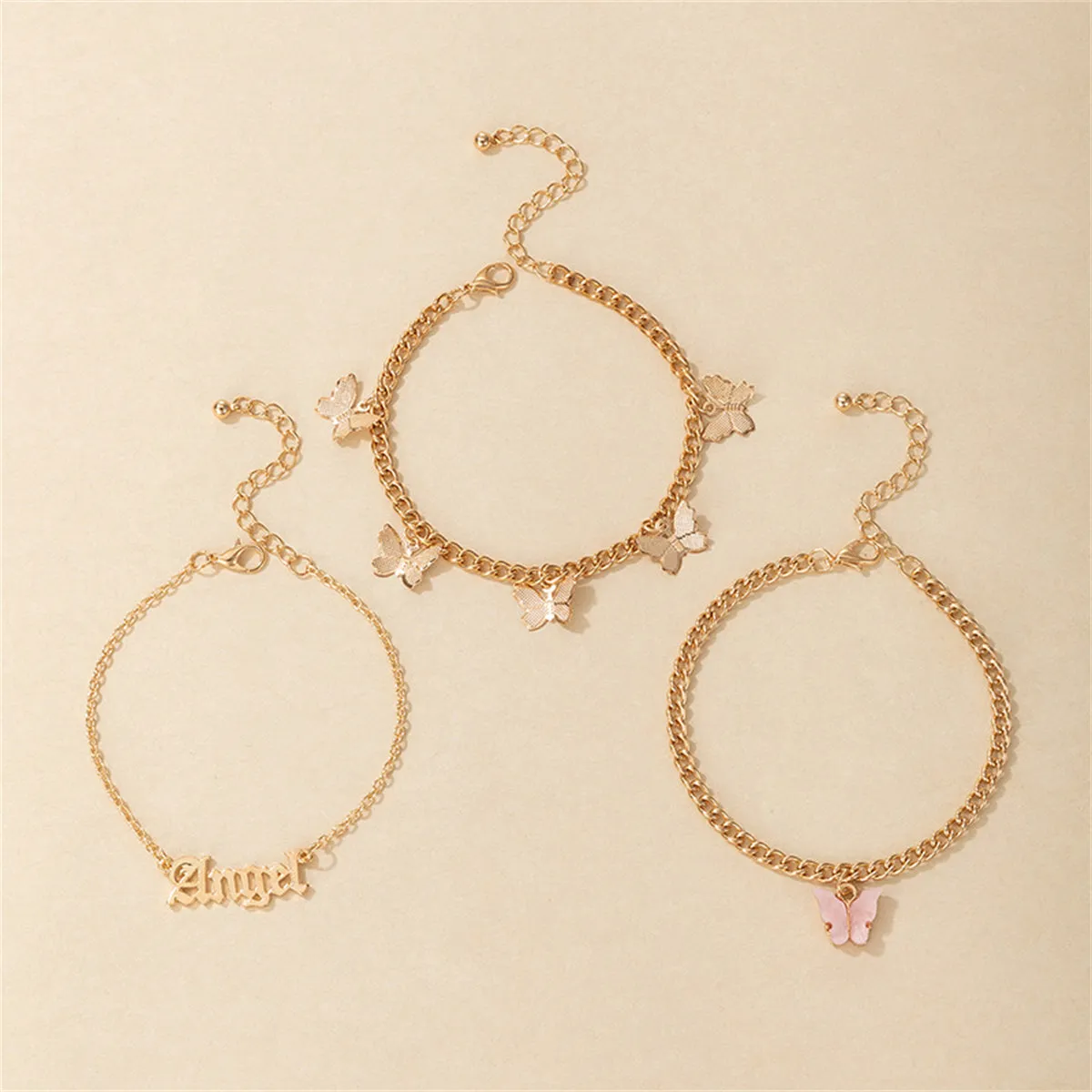 Acrylic & 18K Gold-Plated 'Angel' Butterfly Station Anklet Set