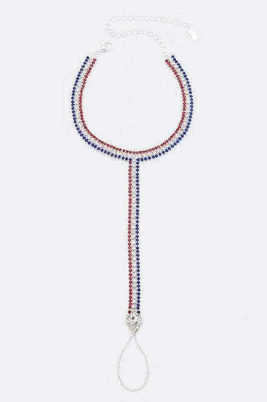 America Rhinestone Anklet