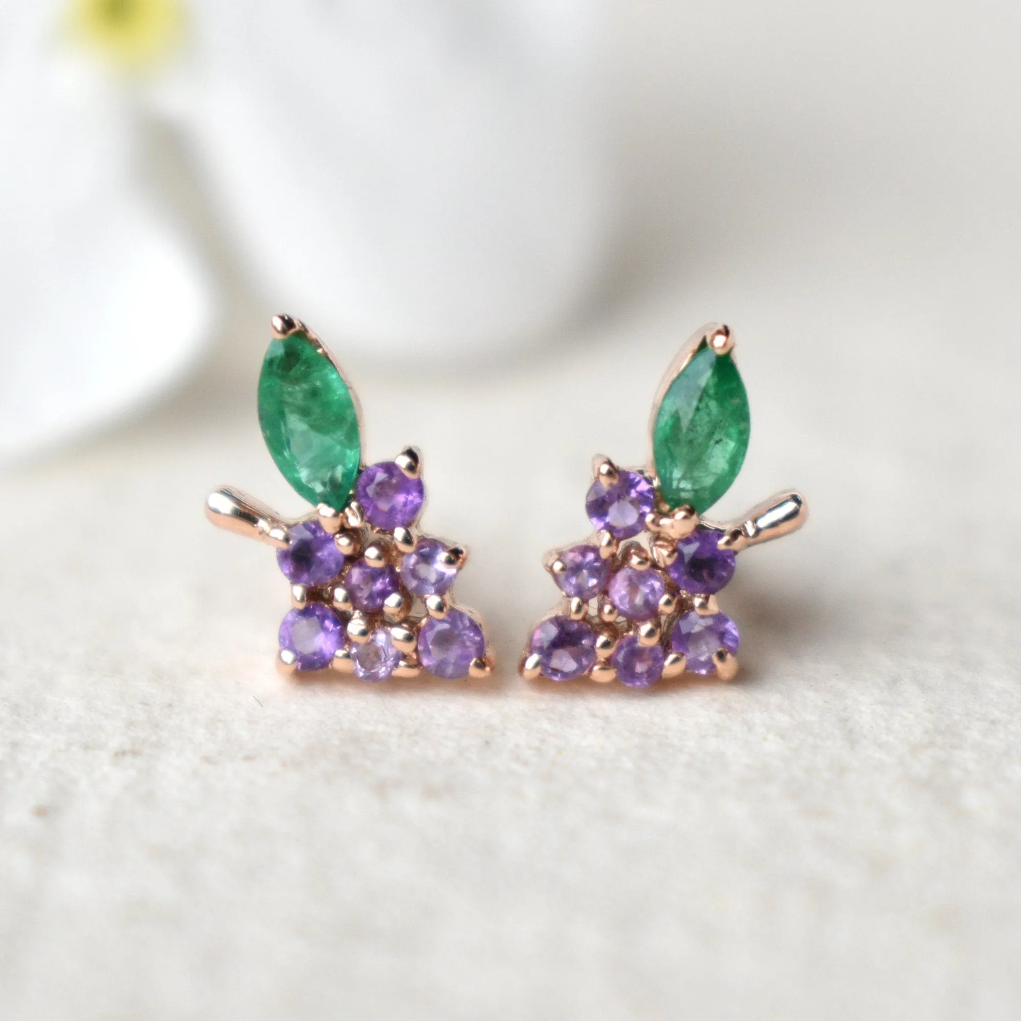 Amethyst & Emerald Grape Earrings
