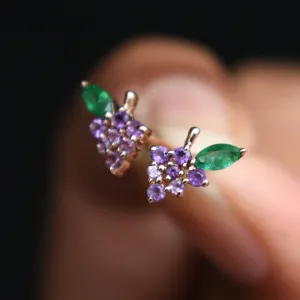 Amethyst & Emerald Grape Earrings