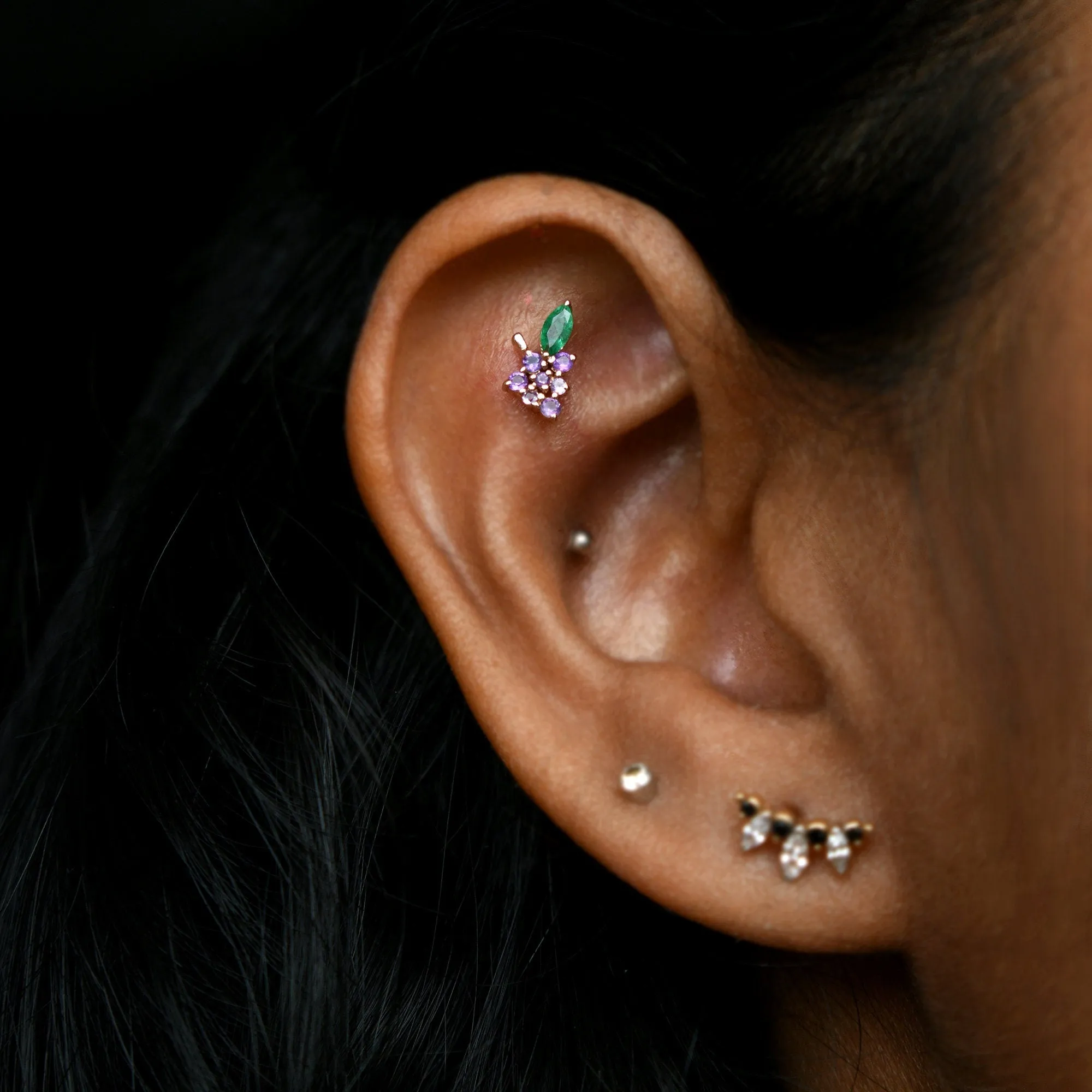 Amethyst & Emerald Grape Earrings