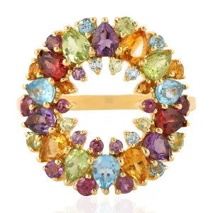 Amethyst Cocktail Ring 18k Yellow Gold Citrine Jewelry February Birthstone Jewelry