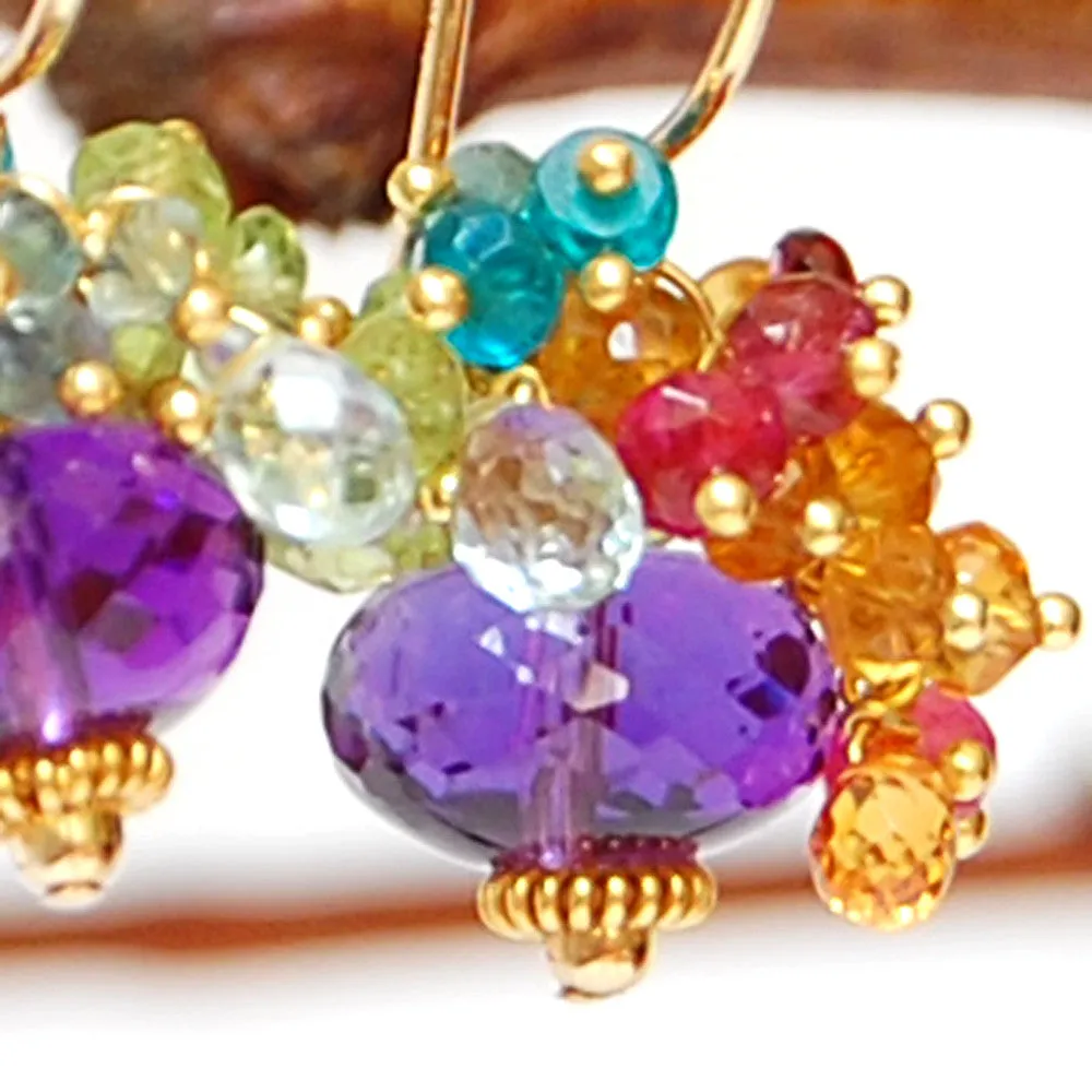 Amethyst Earrings with Gemstone Accents