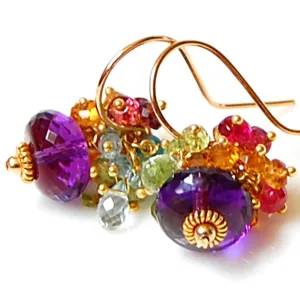 Amethyst Earrings with Gemstone Accents
