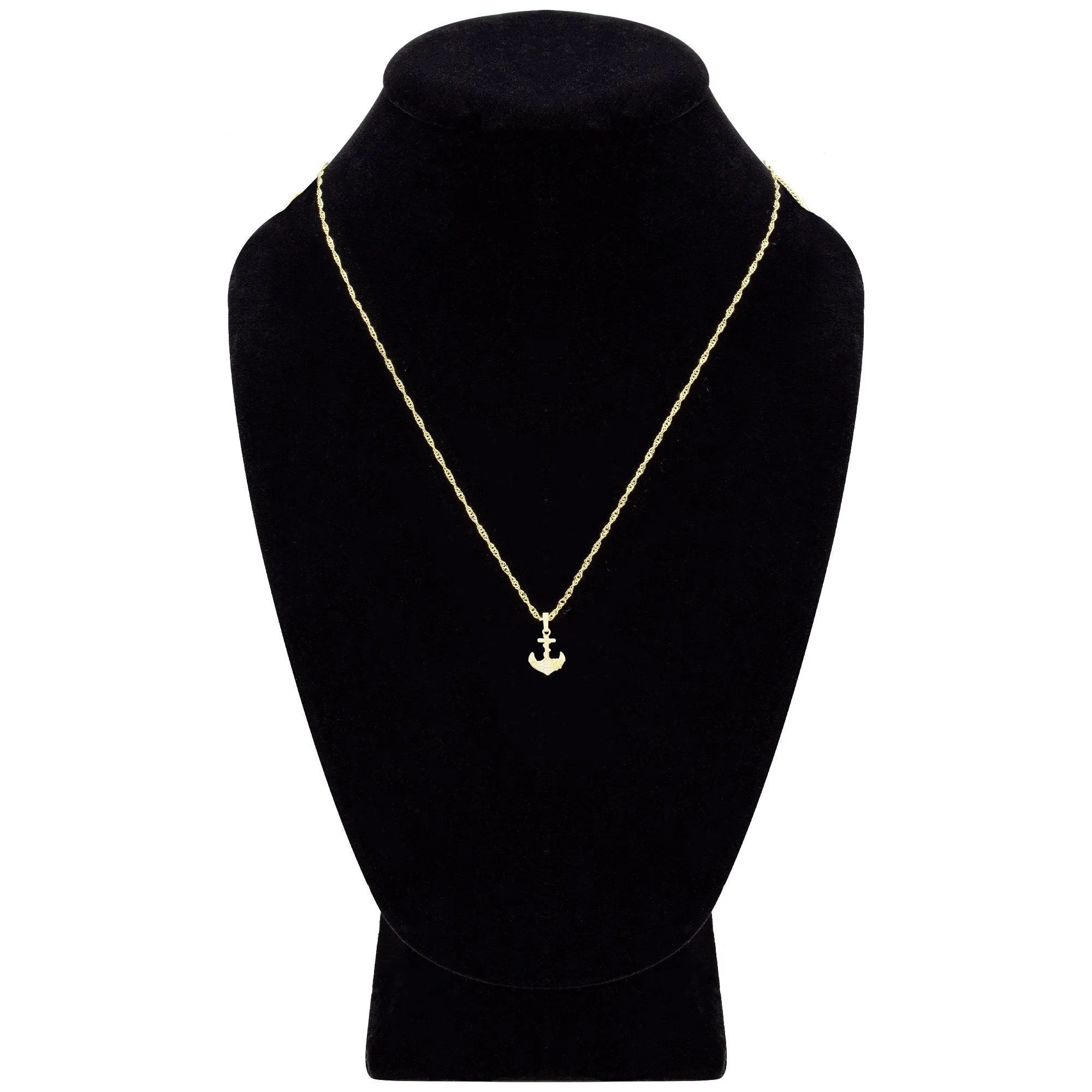 Anchor Cross Cubic Zirconia Pendant 14K Gold Filled Necklace Set