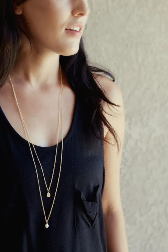 Angular Faux Pearl Pendant Necklace