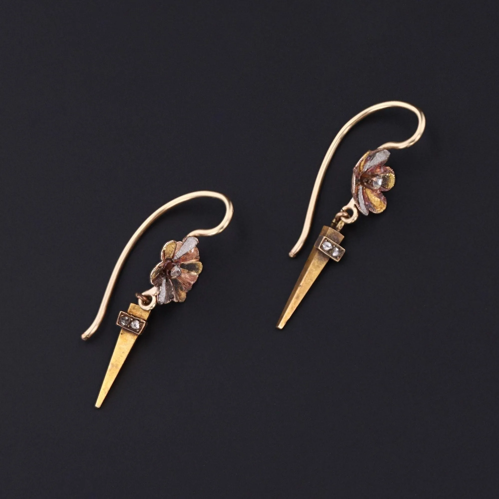 Antique Flower Earrings | Antique Diamond Flower Earrings