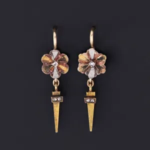 Antique Flower Earrings | Antique Diamond Flower Earrings