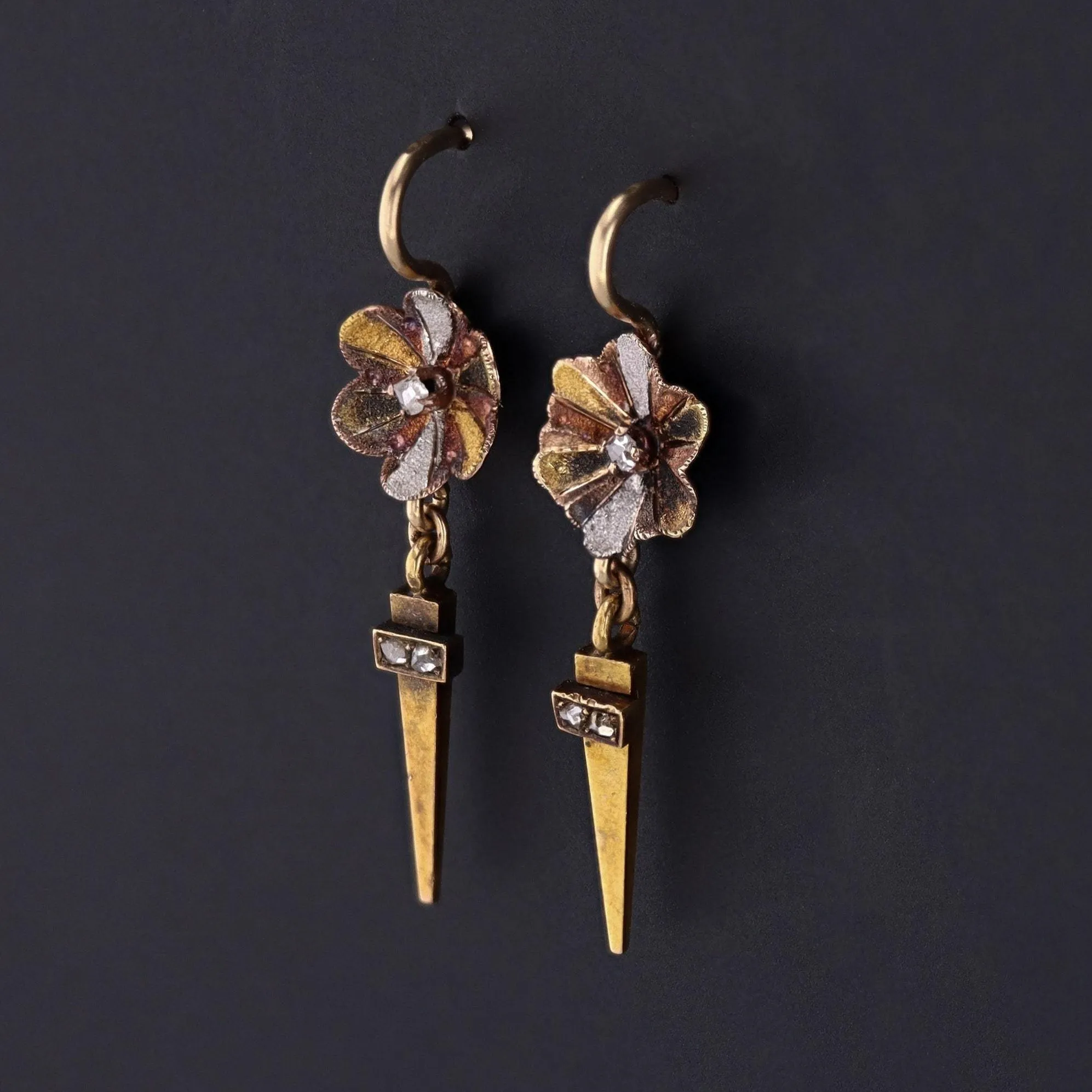 Antique Flower Earrings | Antique Diamond Flower Earrings