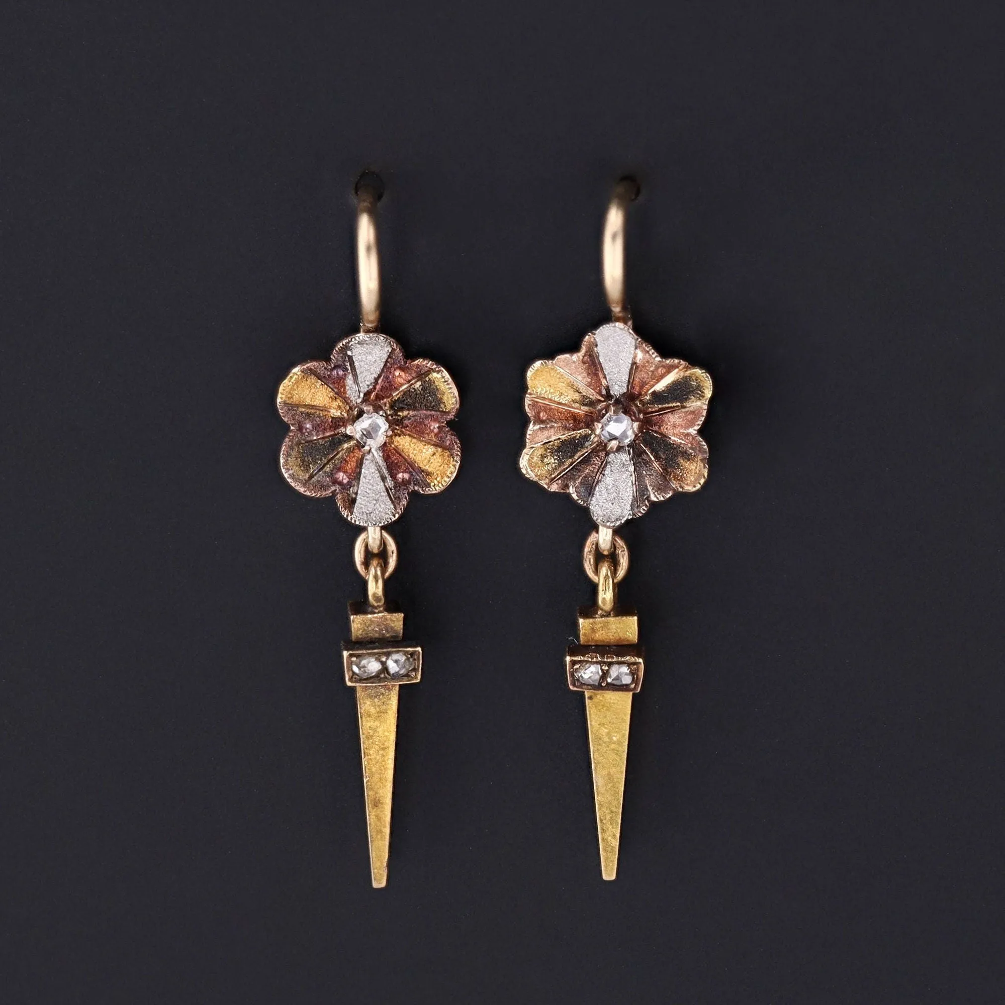 Antique Flower Earrings | Antique Diamond Flower Earrings