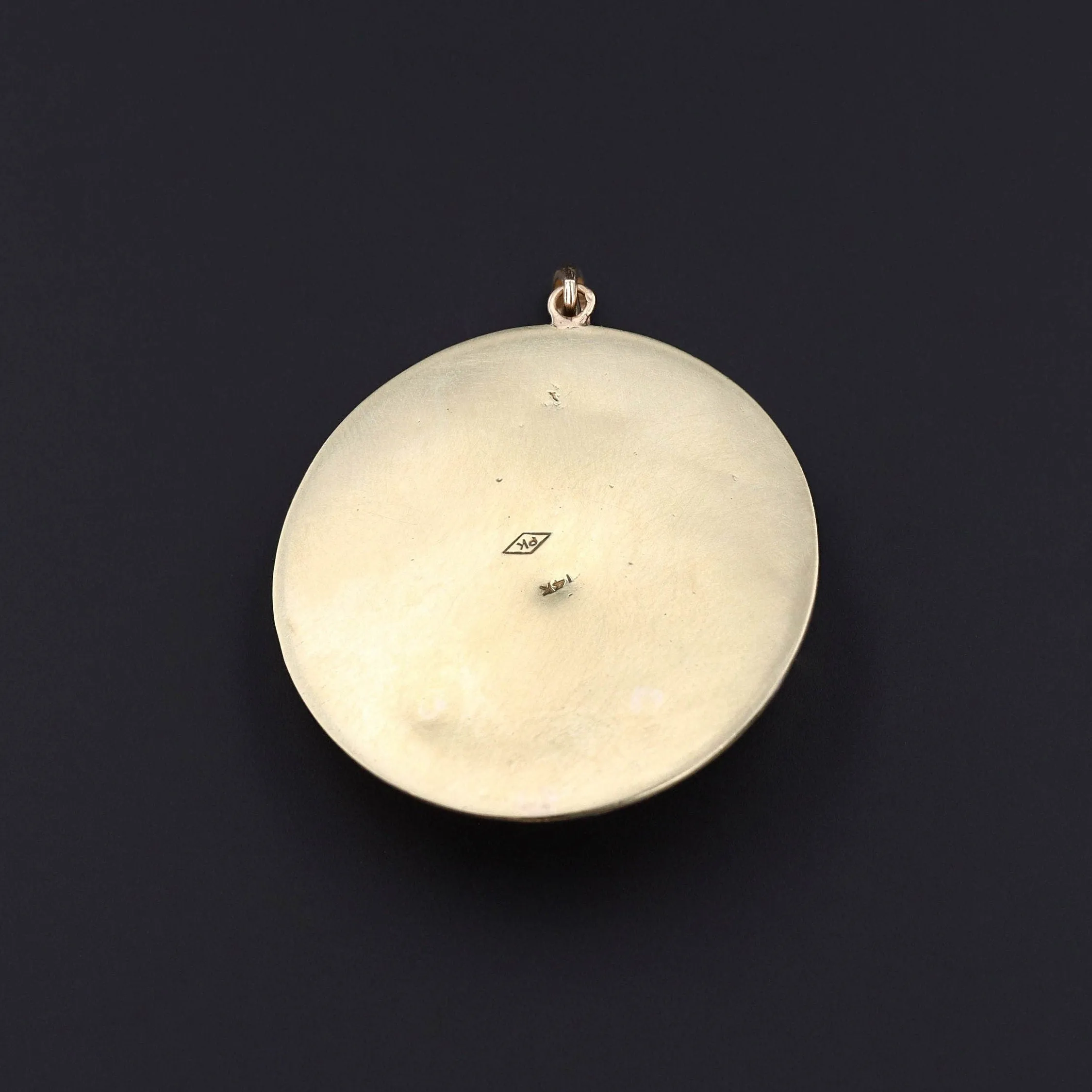 Antique Onyx and Diamond Pendant of 14k Gold