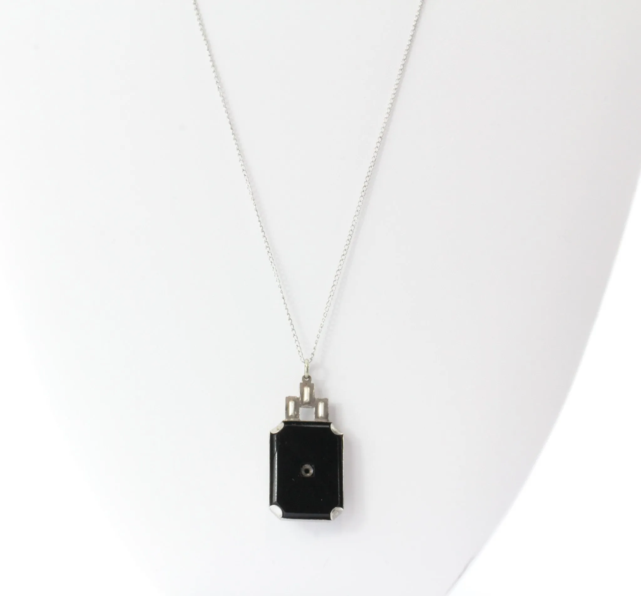 Antique Ostby & Barton Sterling Silver Art Deco Camphor Necklace