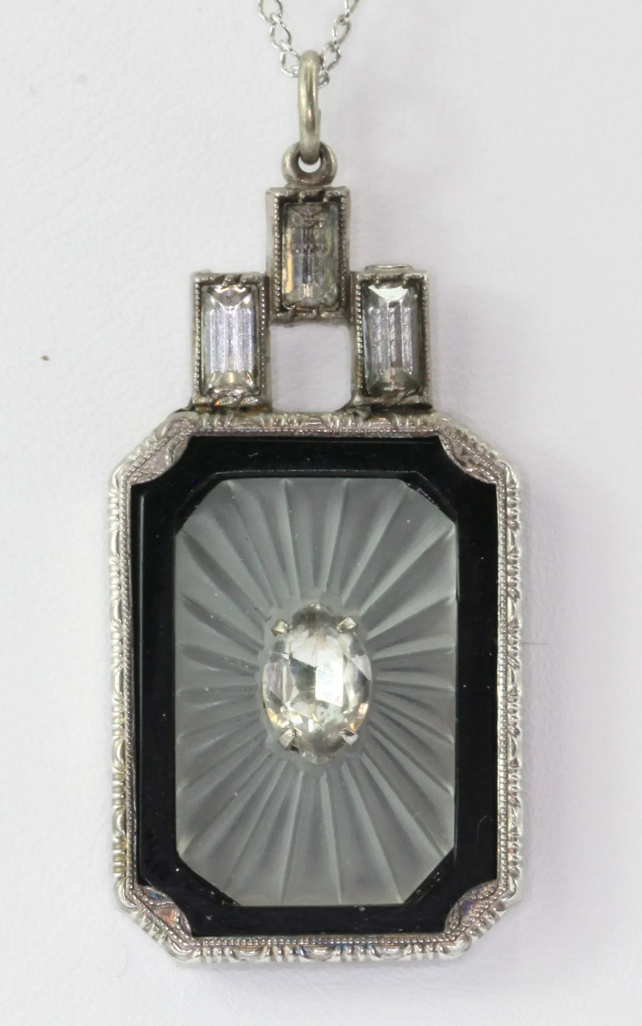 Antique Ostby & Barton Sterling Silver Art Deco Camphor Necklace