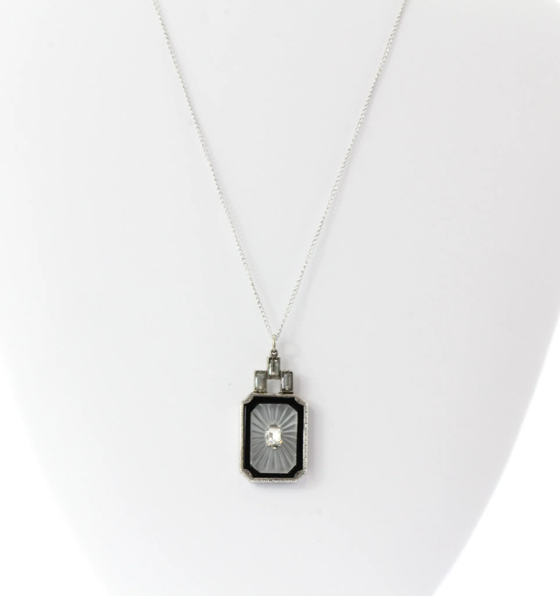 Antique Ostby & Barton Sterling Silver Art Deco Camphor Necklace