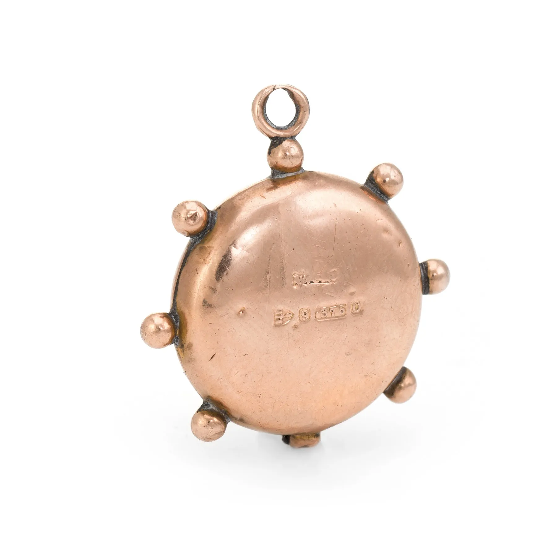 Antique Victorian Compass Fob Ships Wheel 9k Rose Gold Pendant Nautical Motif