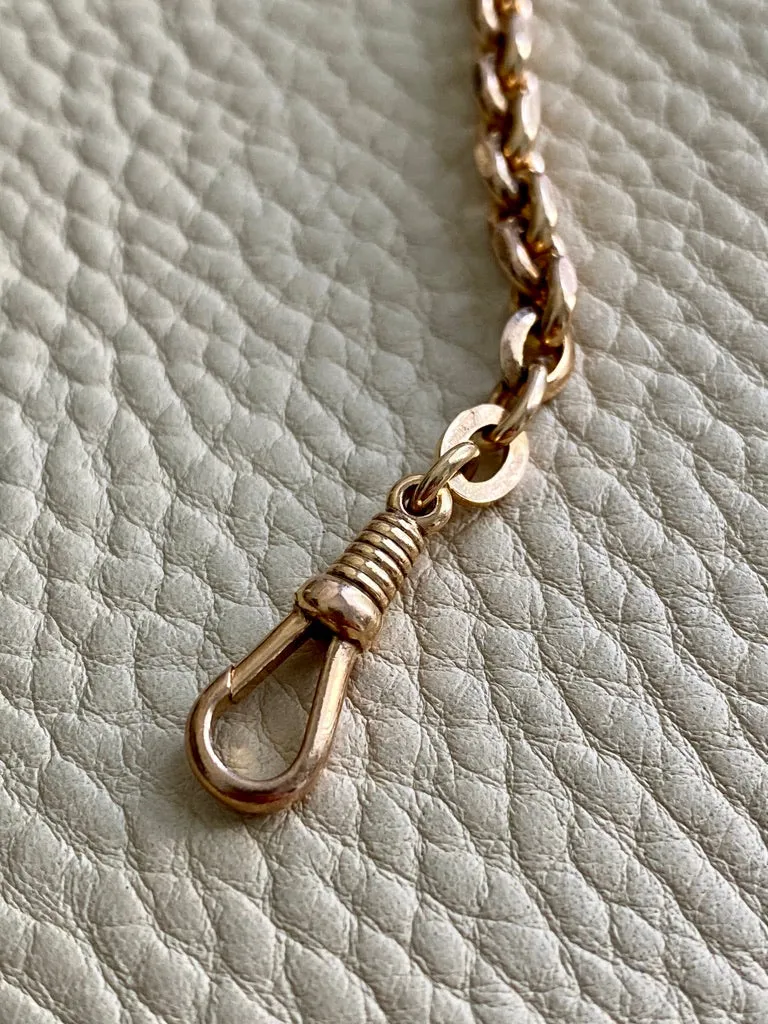 Antique Watch Chain - 14k gold with 18k large bolt clasp- 10 inch length