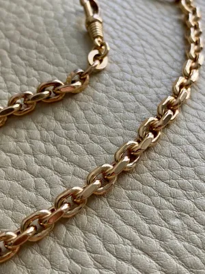 Antique Watch Chain - 14k gold with 18k large bolt clasp- 10 inch length