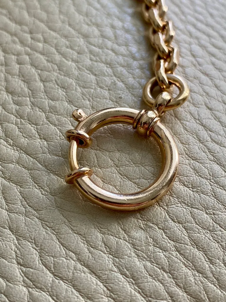 Antique Watch Chain - 14k gold with 18k large bolt clasp- 10 inch length