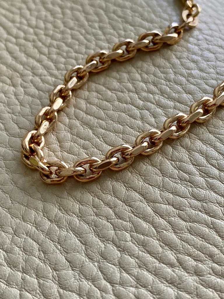 Antique Watch Chain - 14k gold with 18k large bolt clasp- 10 inch length