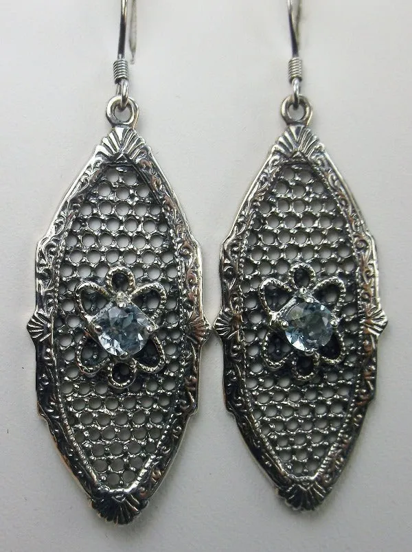 Aquamarine Earrings, Flower Star Earrings, Round Gems, Vintage Jewelry Design#E20