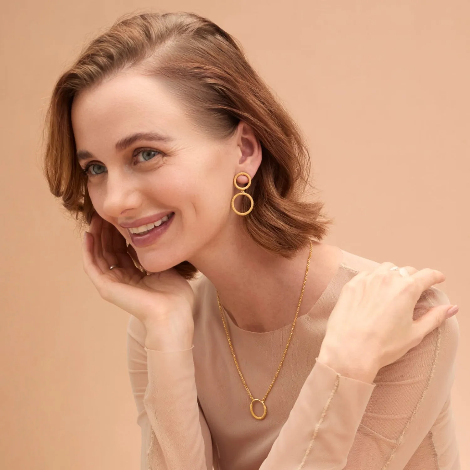 ASHER DOUBLE CIRCLE GOLD MEDIUM EARRINGS