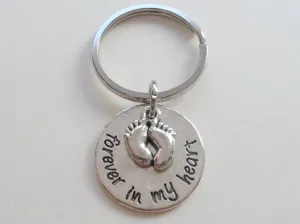 Baby Memorial Keychain • "Forever in my Heart" w/ Baby Feet Charm | Jewelry Everyday
